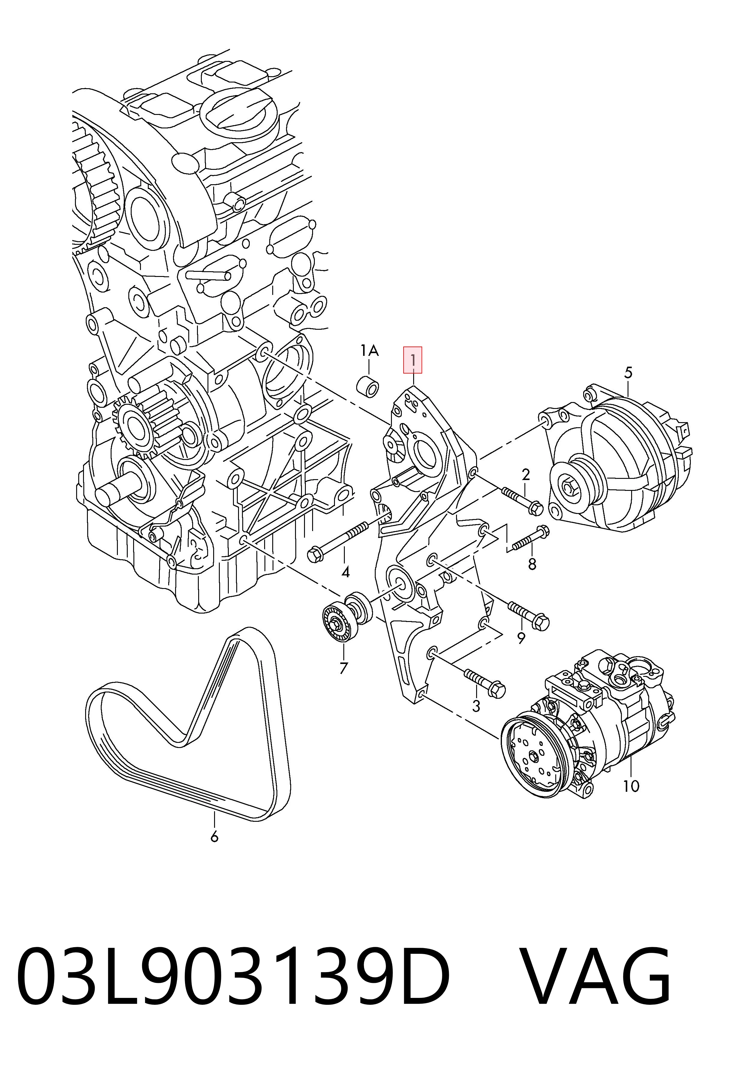 03L903139D VAG Soporte alternador