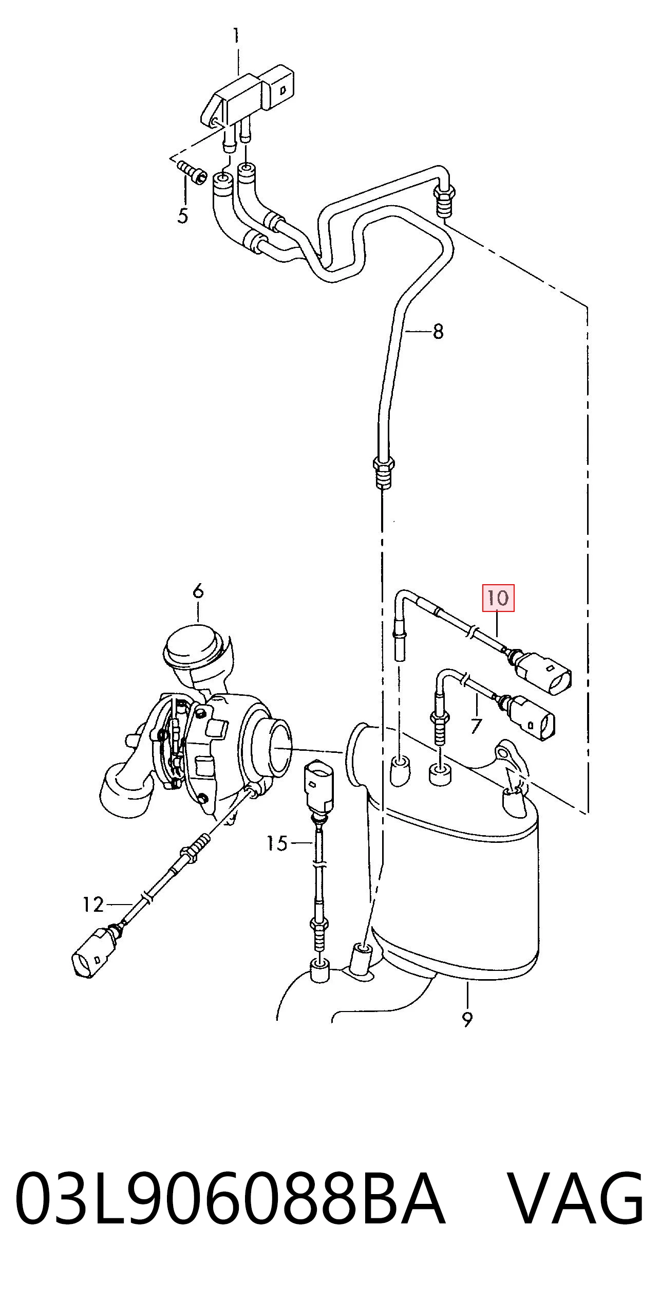 03L906088BA VAG Sensor de temperatura de gases de escape antes del filtro de partículas