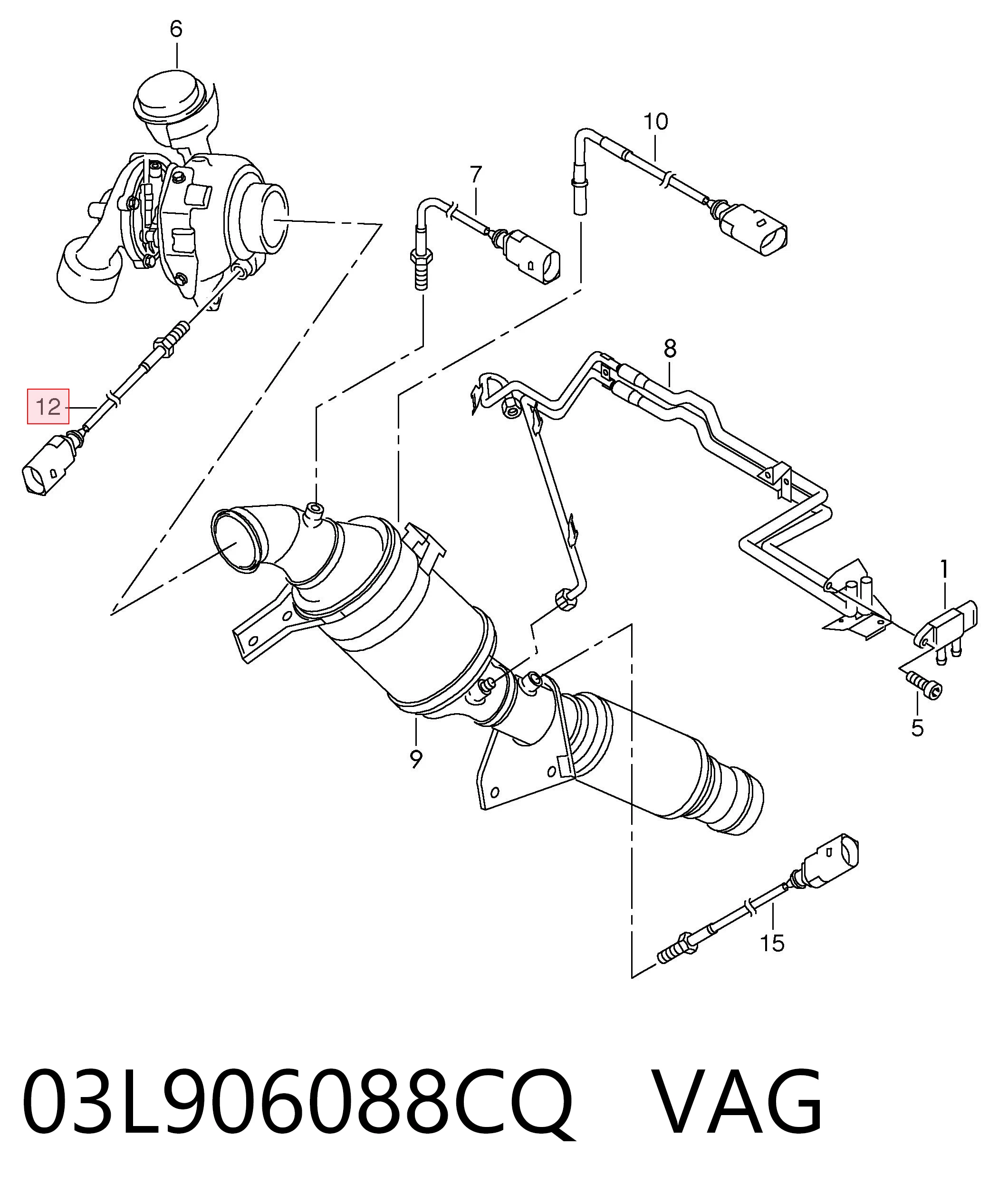Sensor de temperatura de gases de escape antes de la turbina VAG 03L906088CQ precio, desde 48,66 EUR