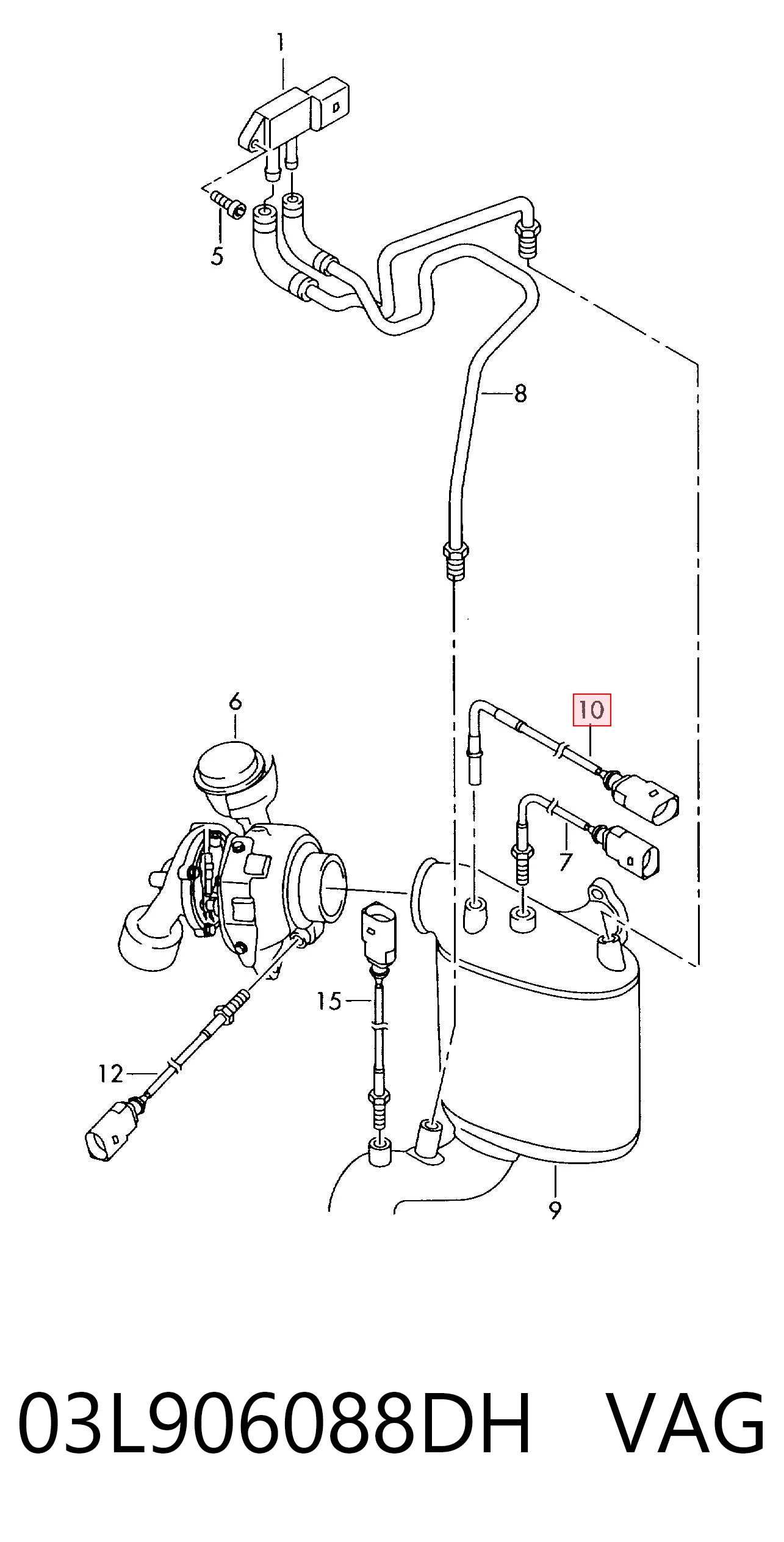 03L906088DH VAG Sensor de temperatura de gases de escape antes del filtro de partículas