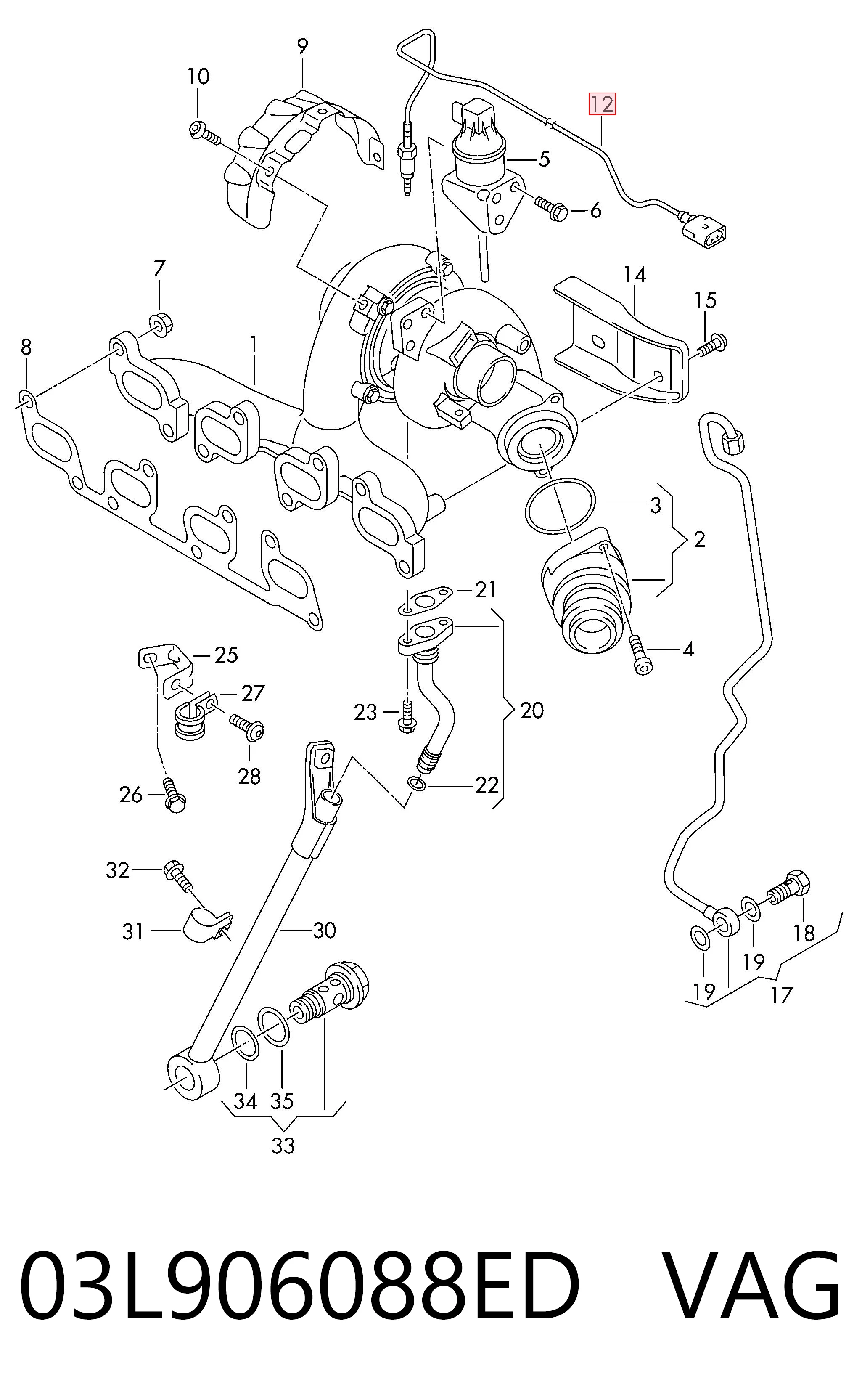 Comprar 03L906088ED VAG Sensor de temperatura de gases de escape antes de la turbina
