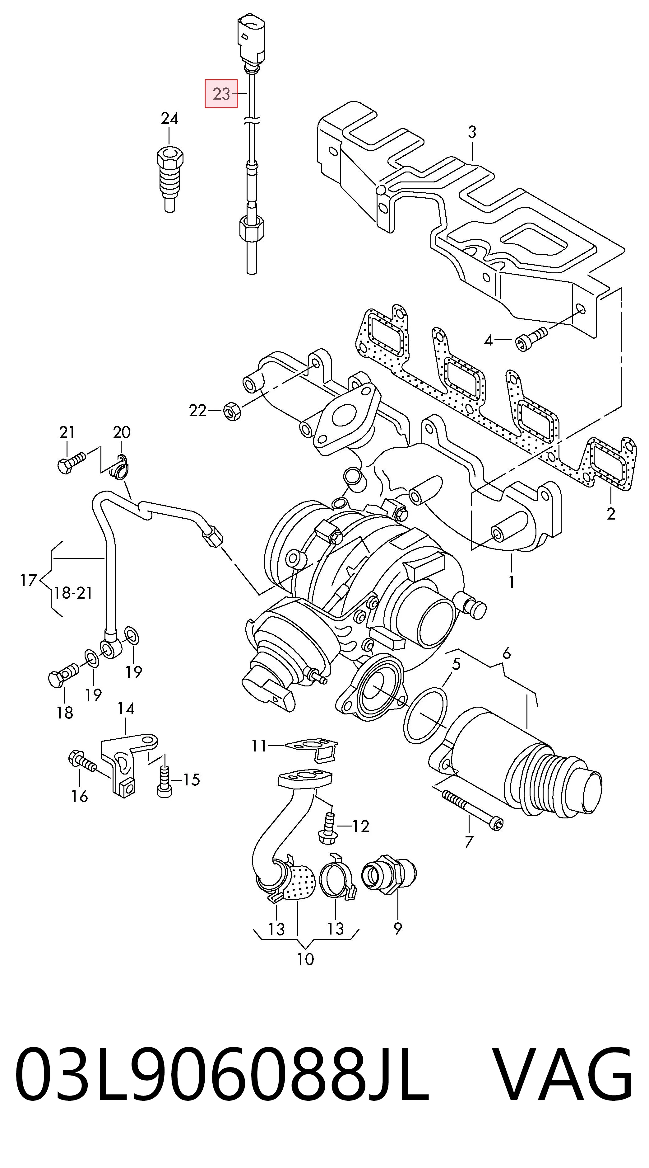 03L906088JL VAG Sensor de temperatura de gases de escape antes de la turbina