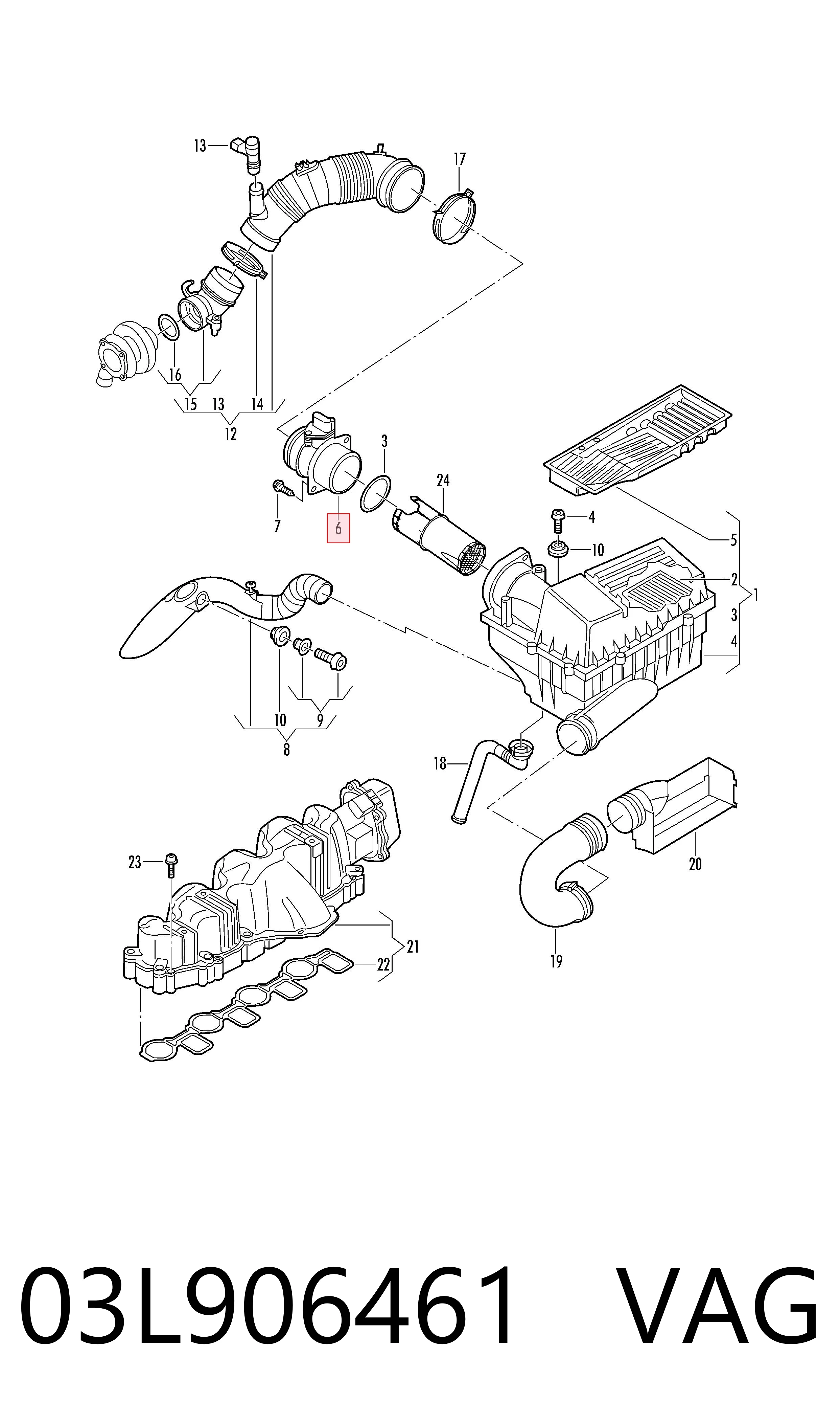 03L906461 VAG Sensor de flujo de aire