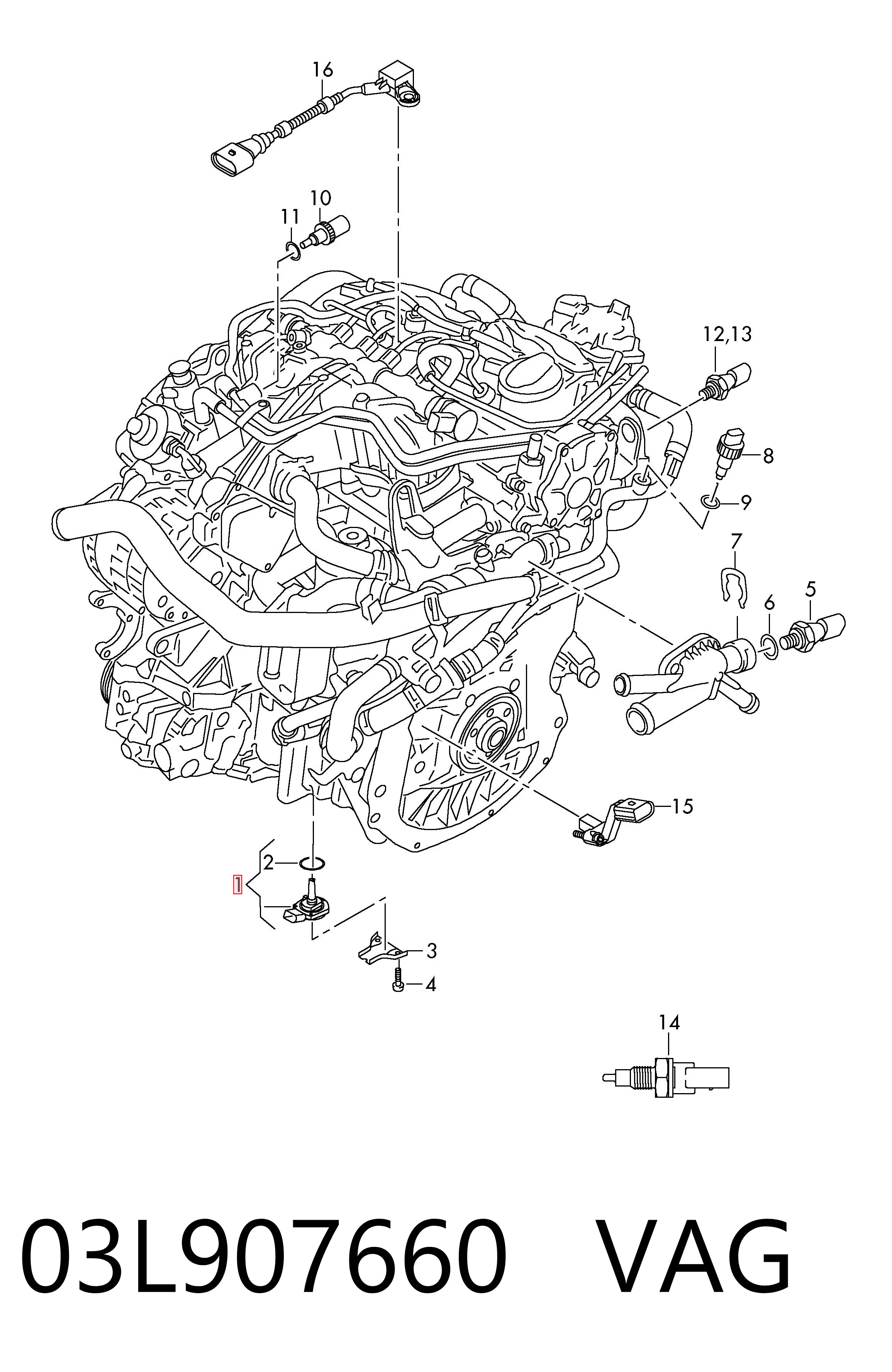 03L907660 VAG Sensor de nivel de aceite