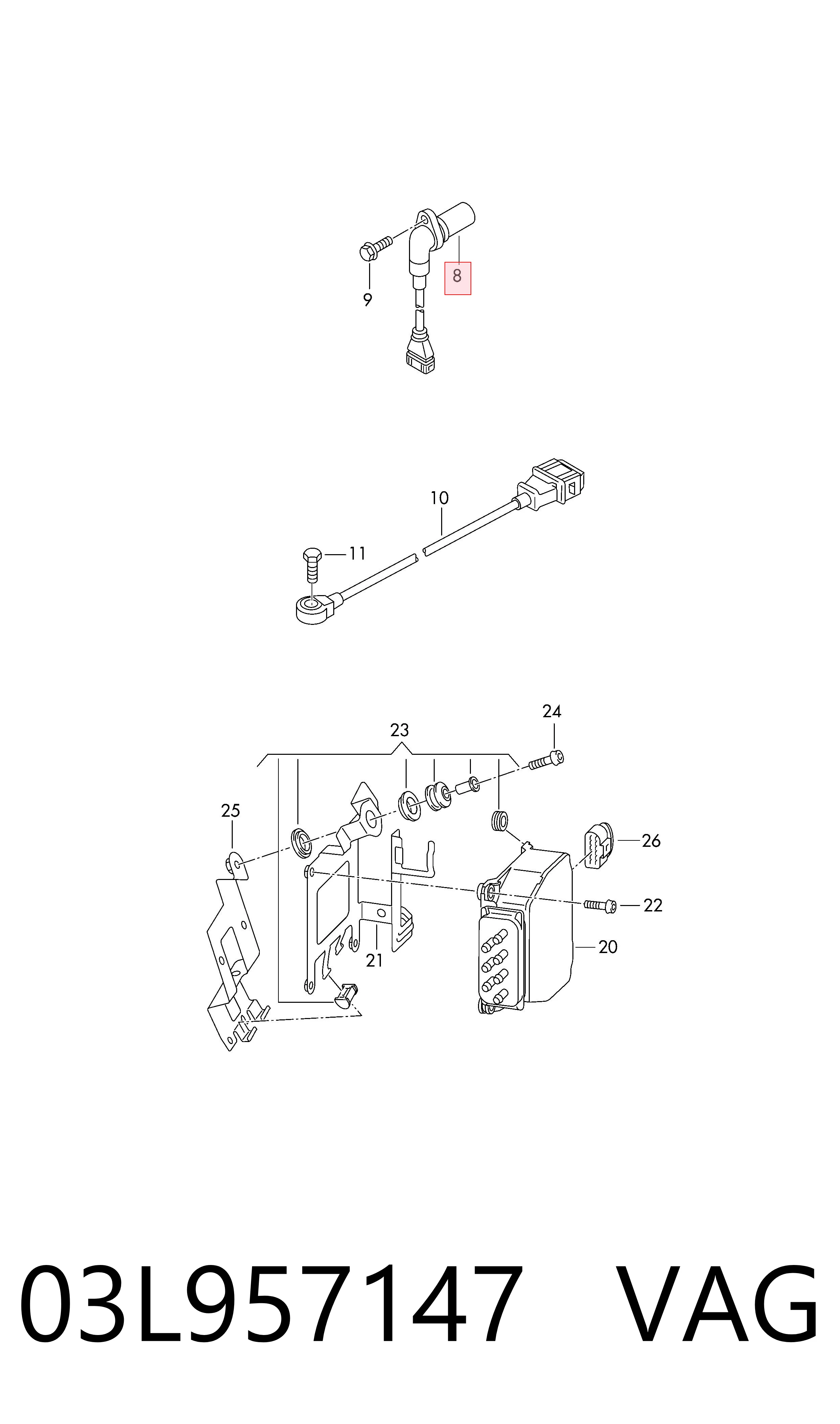 03L957147 VAG Sensor posición arbol de levas