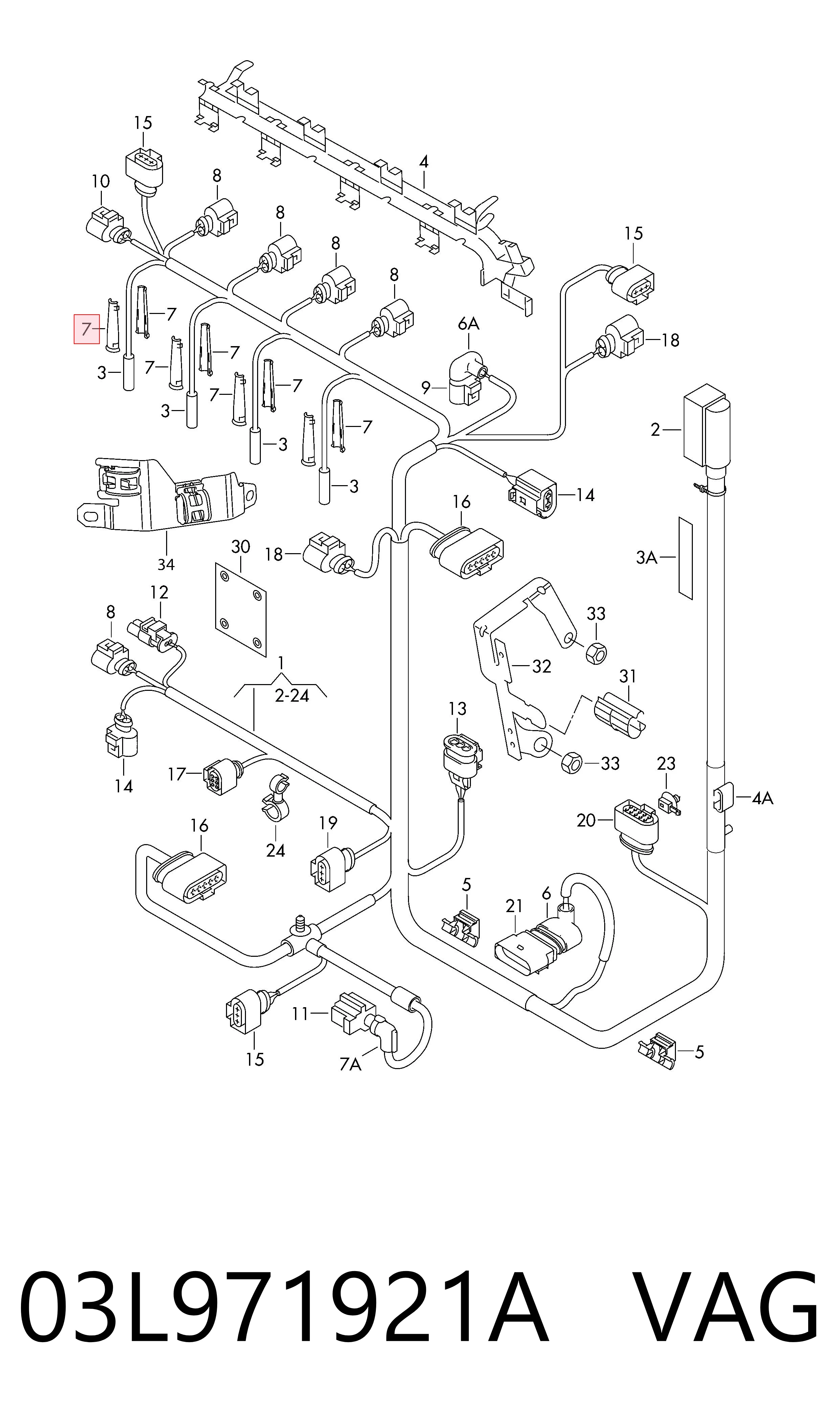 03L971921A VAG Conector de bujía incandescente
