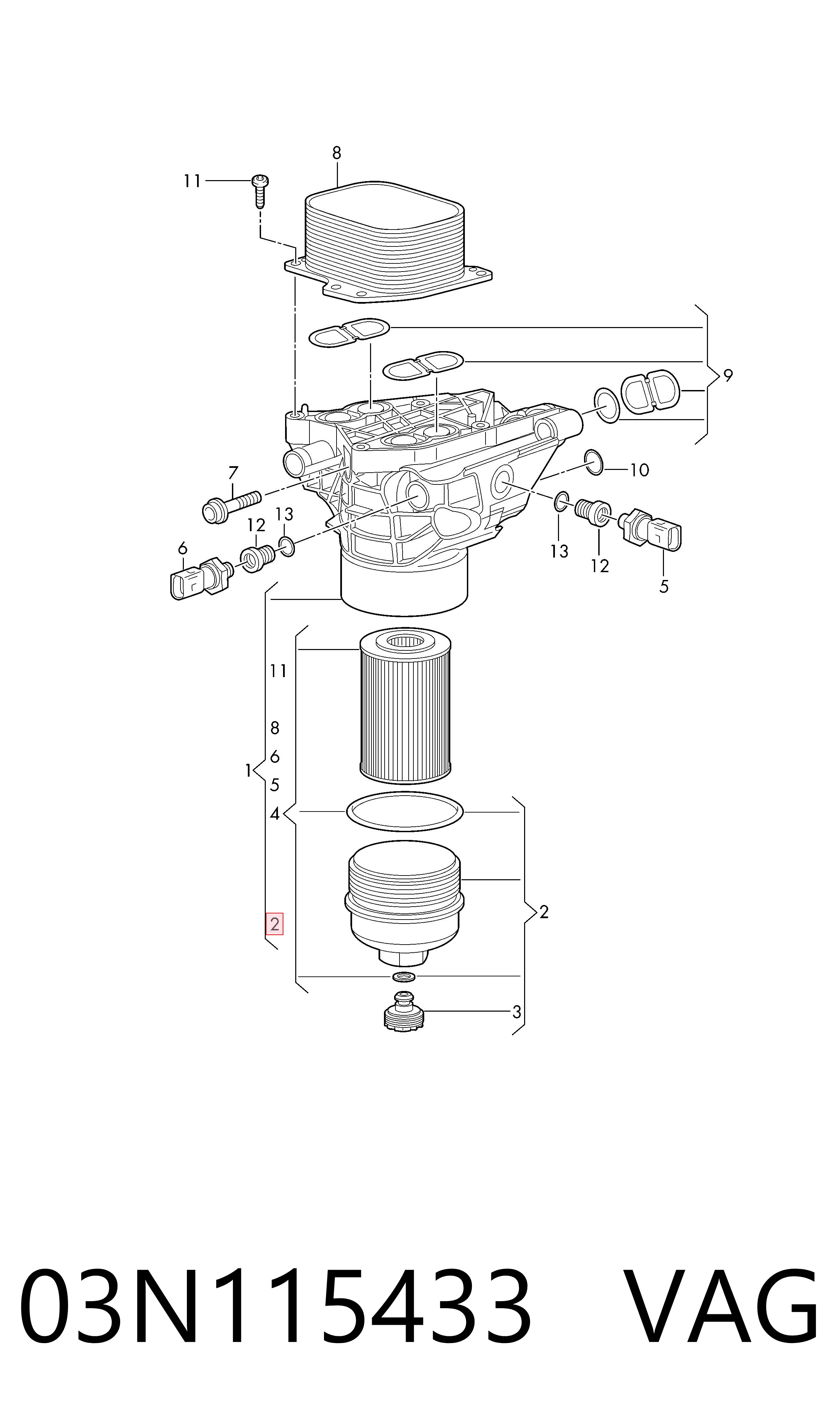 03N115433 VAG Tapa del filtro de aceite