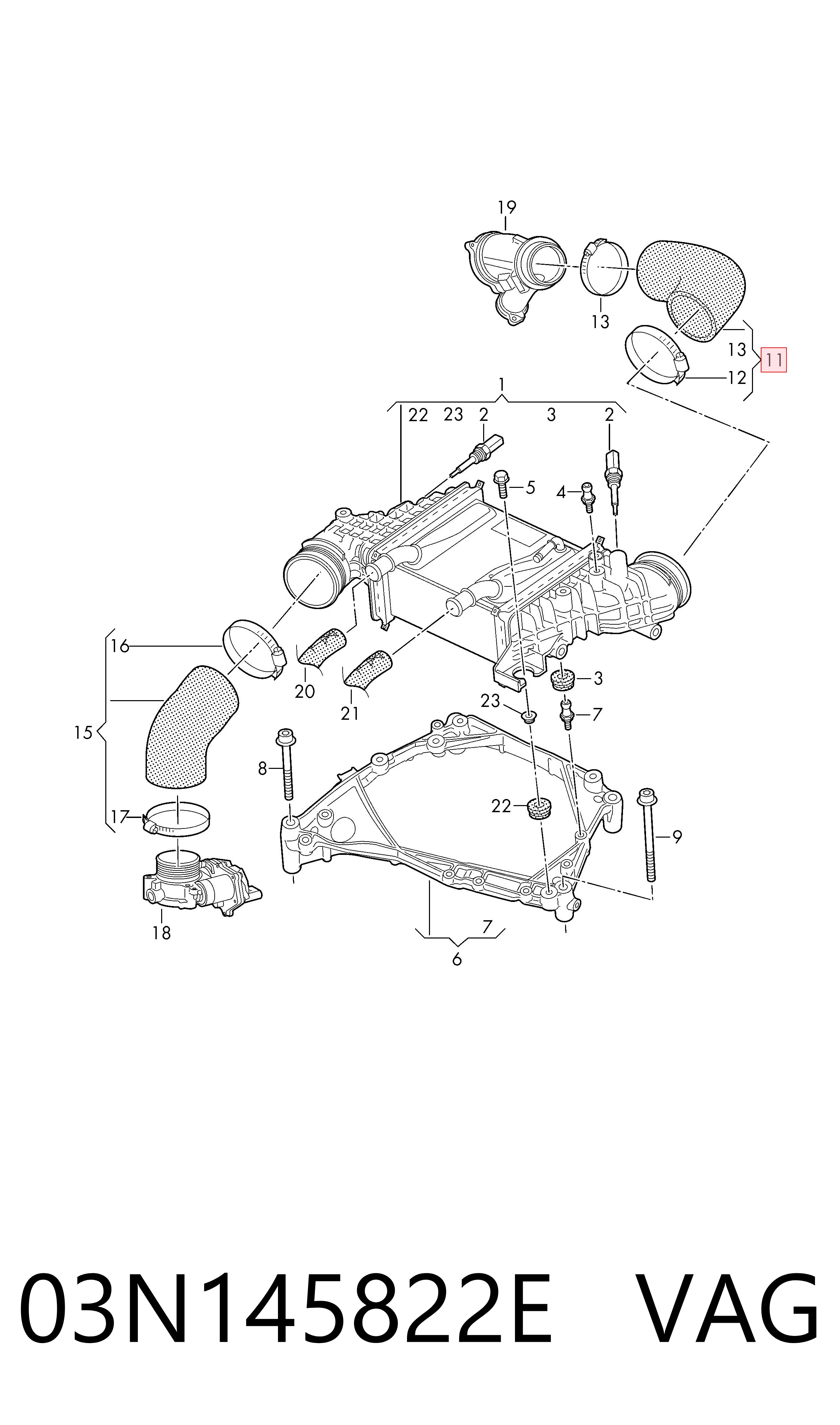 03N145822E VAG Manguera del intercooler