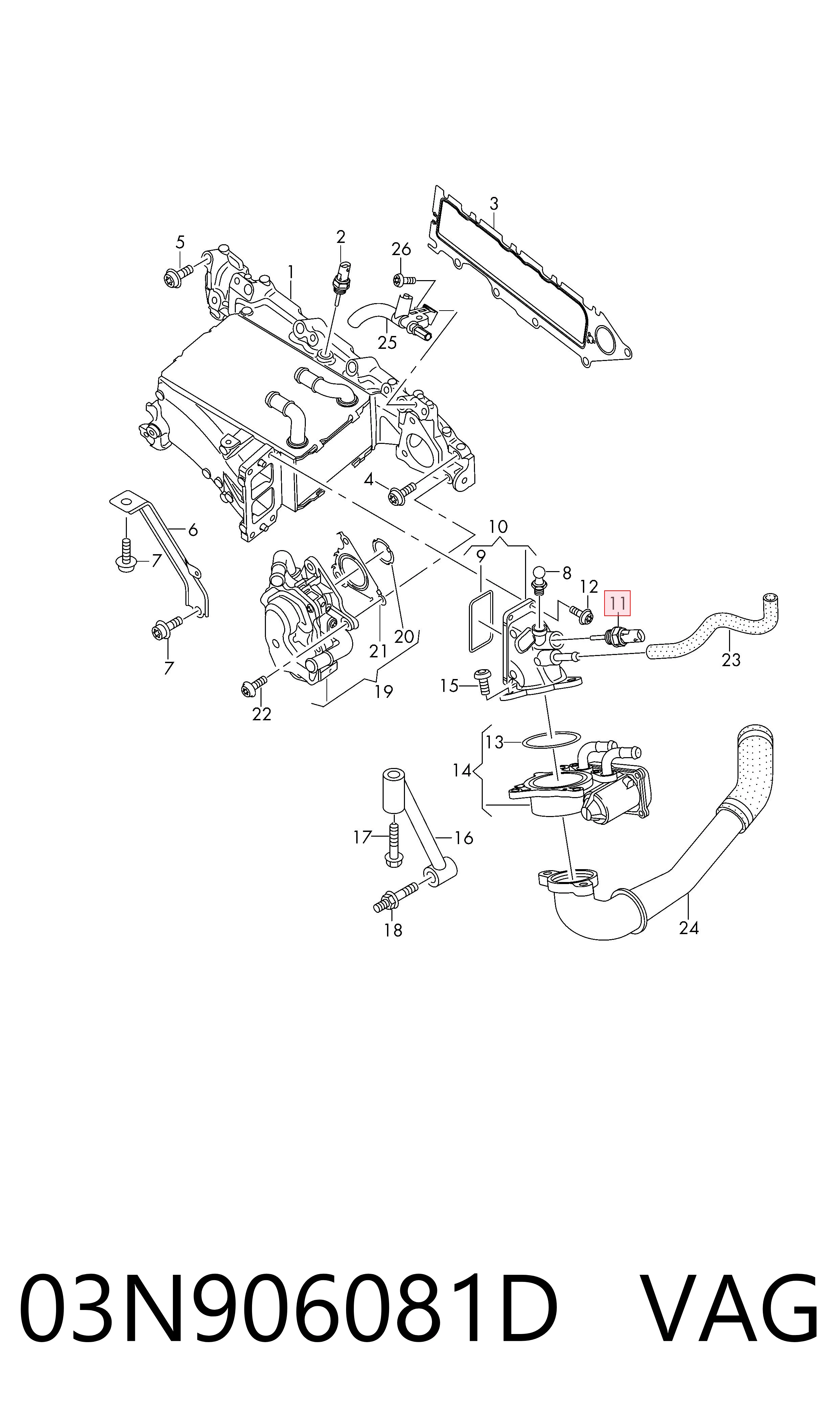 Sensor de temperatura del aire de admisión Volkswagen Caddy IV (2015-2026)