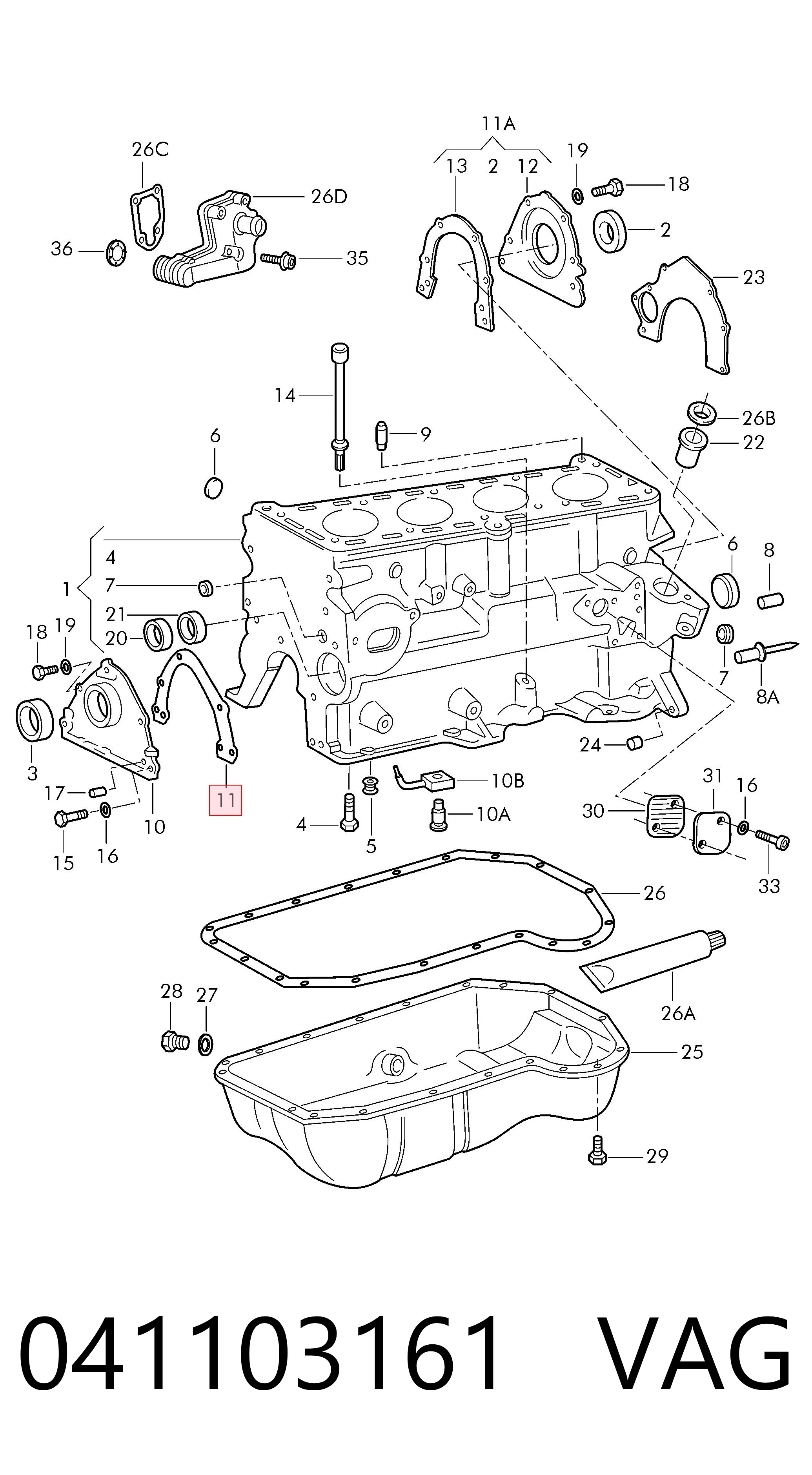 Junta de tapa frontal del motor Volkswagen Golf IV