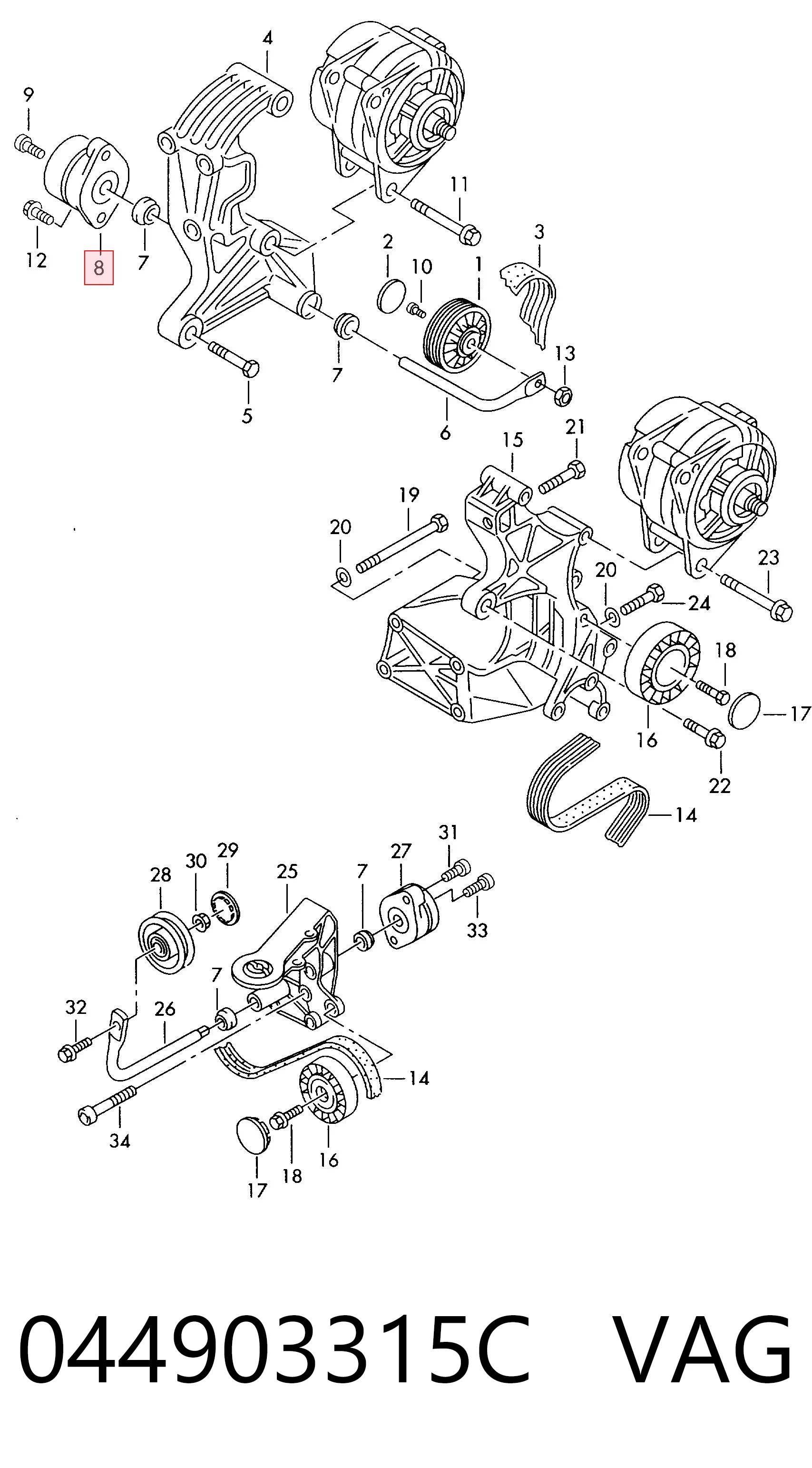 044903315C VAG Tensor de correa de alternador