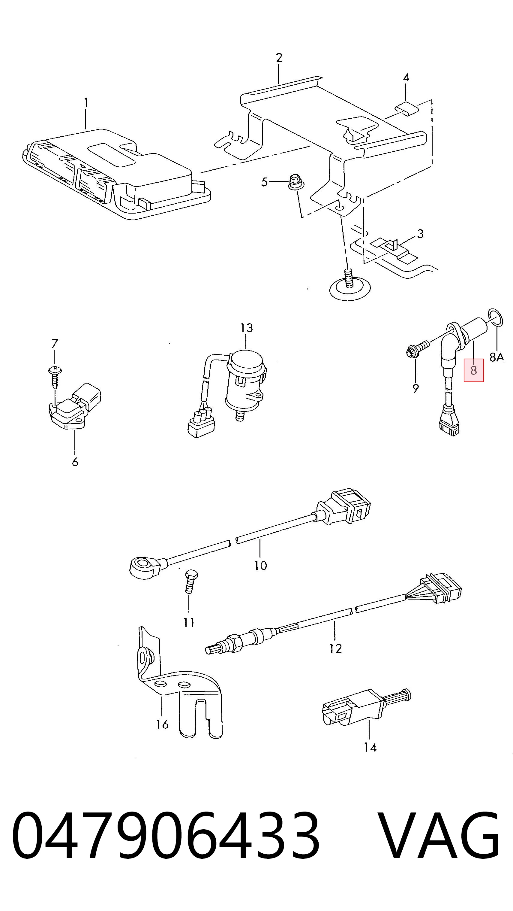 047906433 VAG Sensor de posición del cigüeñal