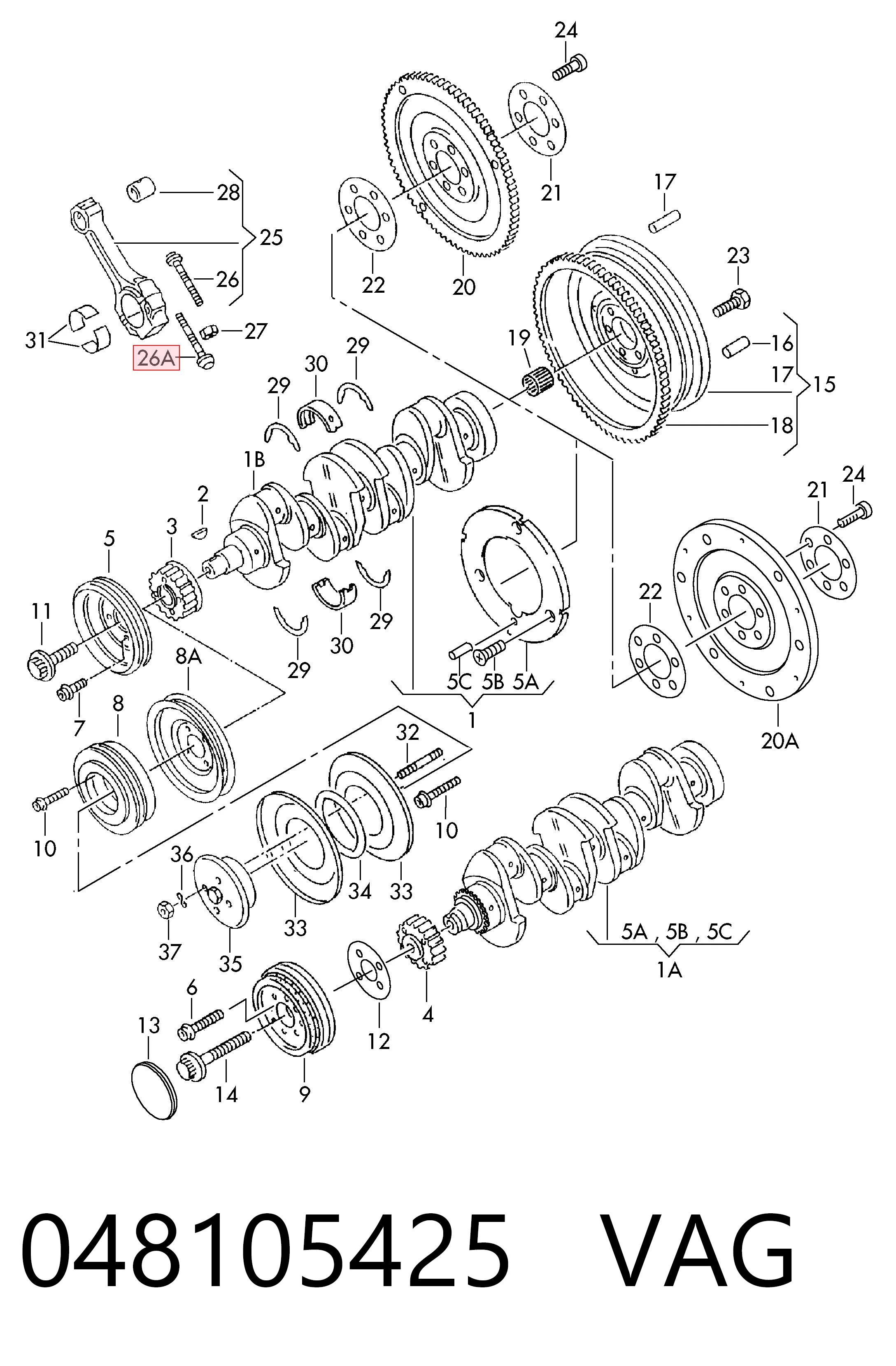 048105425 VAG Tornillo de biela