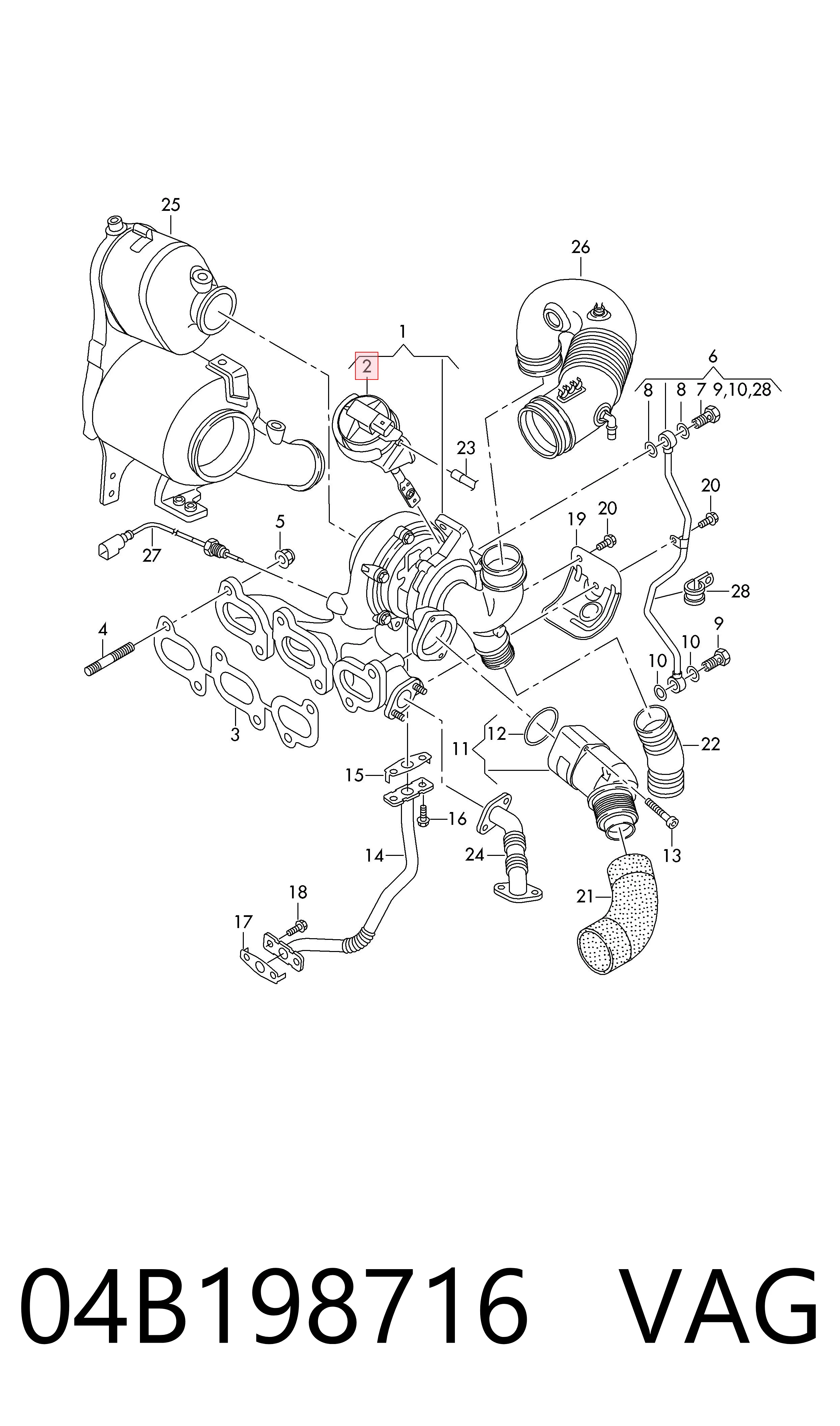 04B198716 VAG Turbo para motor
