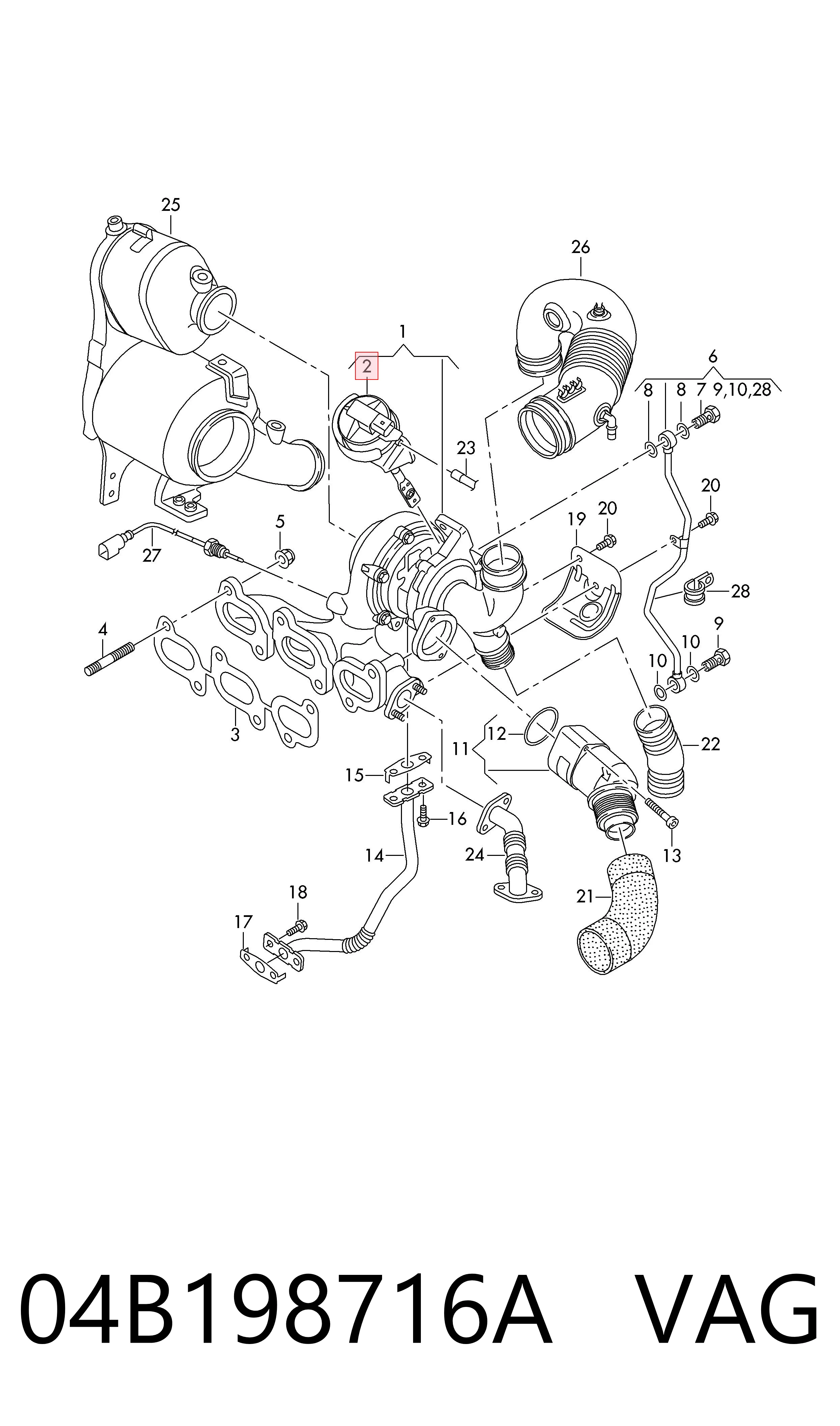04B198716A VAG Turbo para motor