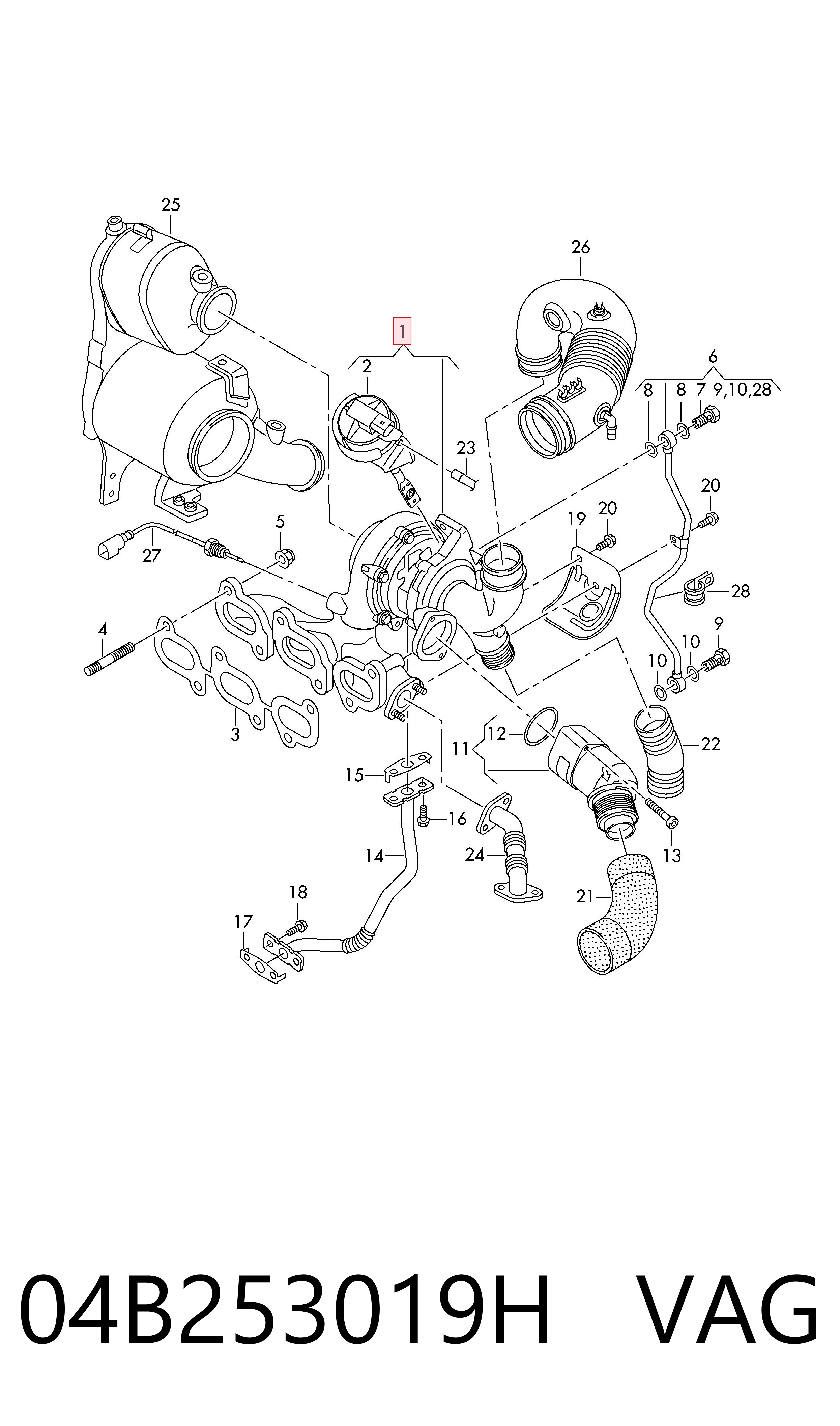 Turbocompresor 04B253019H VAG