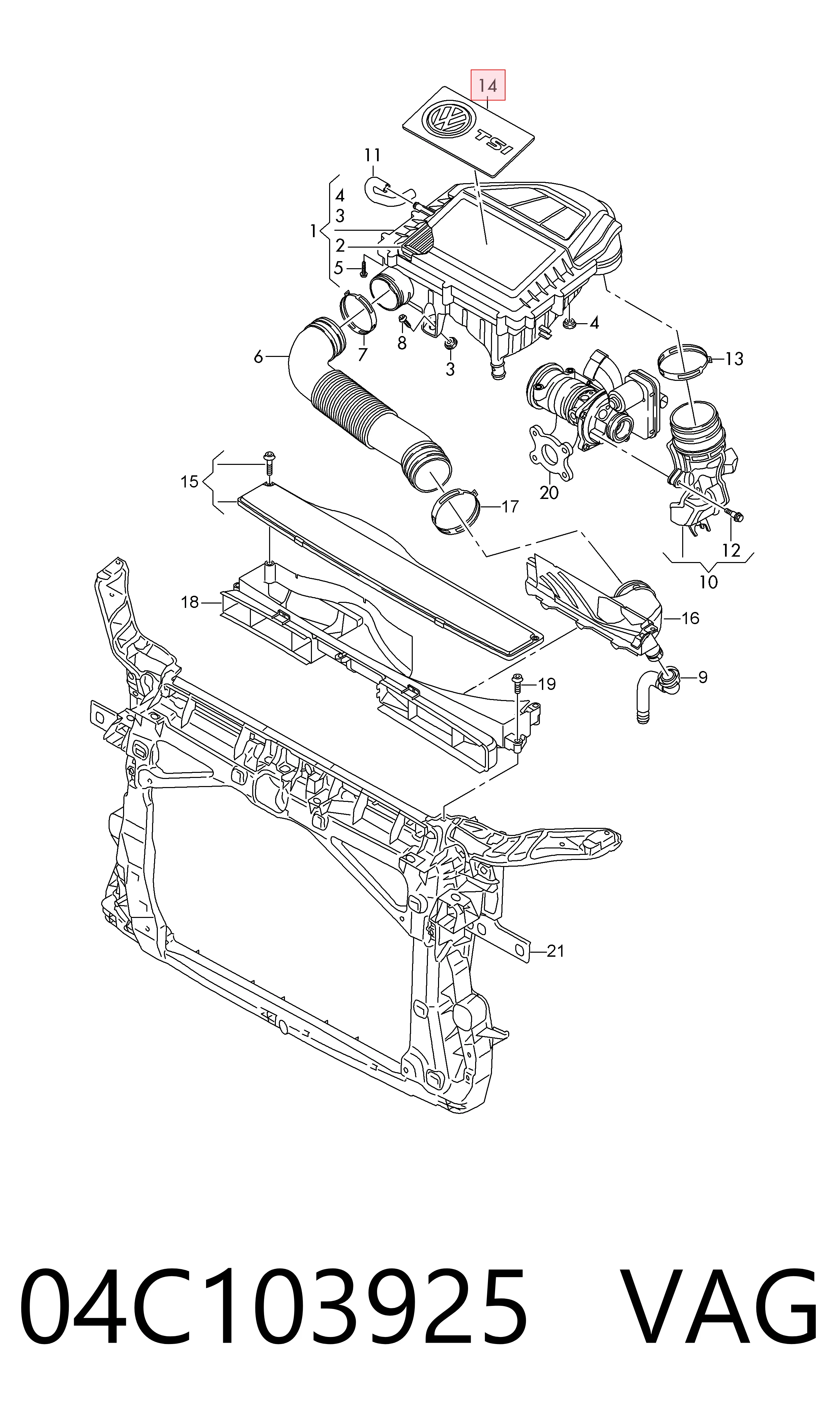 Comprar Cubierta decorativa del motor Volkswagen Caddy IV SAB, SAJ a bajo precio