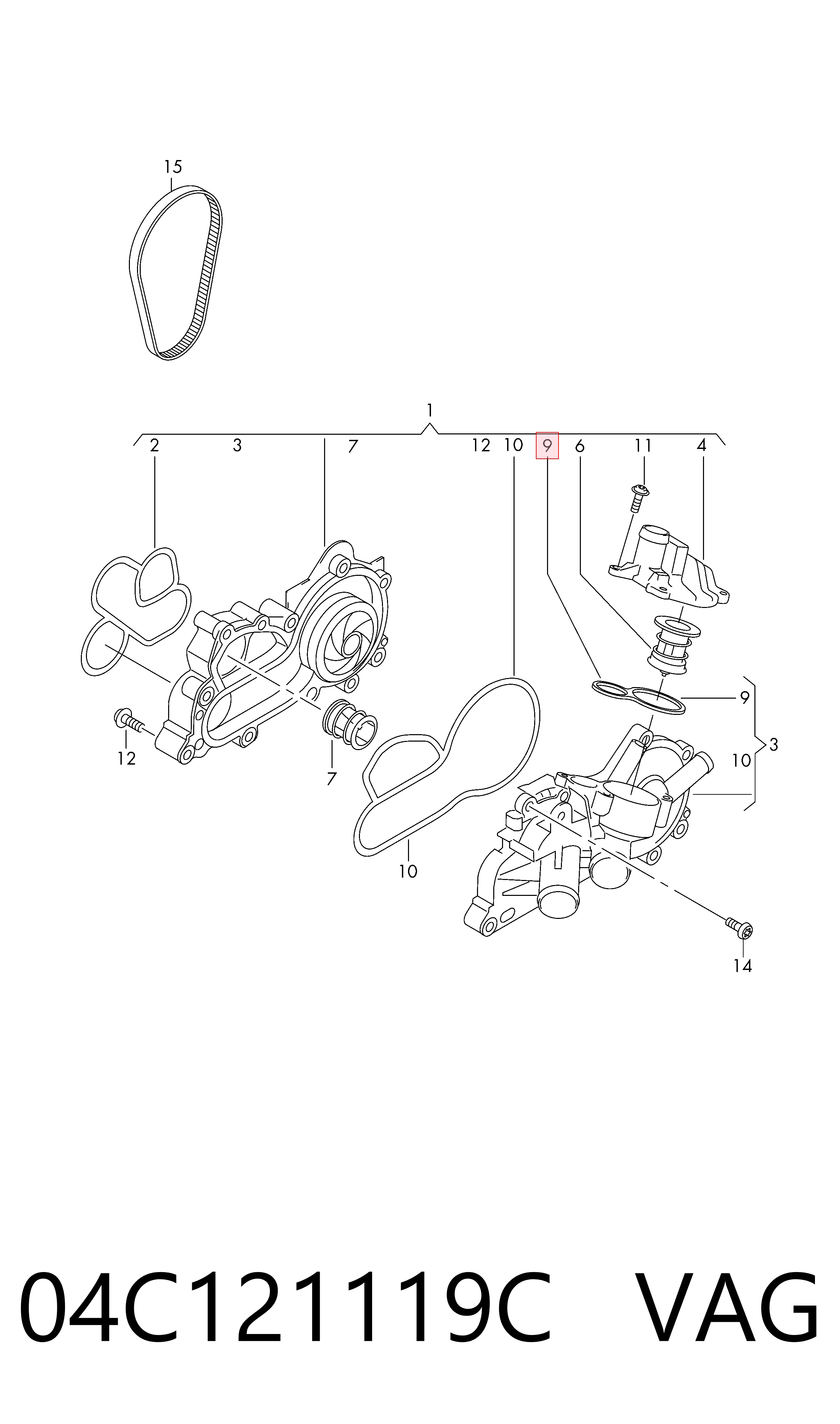 Junta termostato para Volkswagen Polo VI AW1, BZ1, AE1