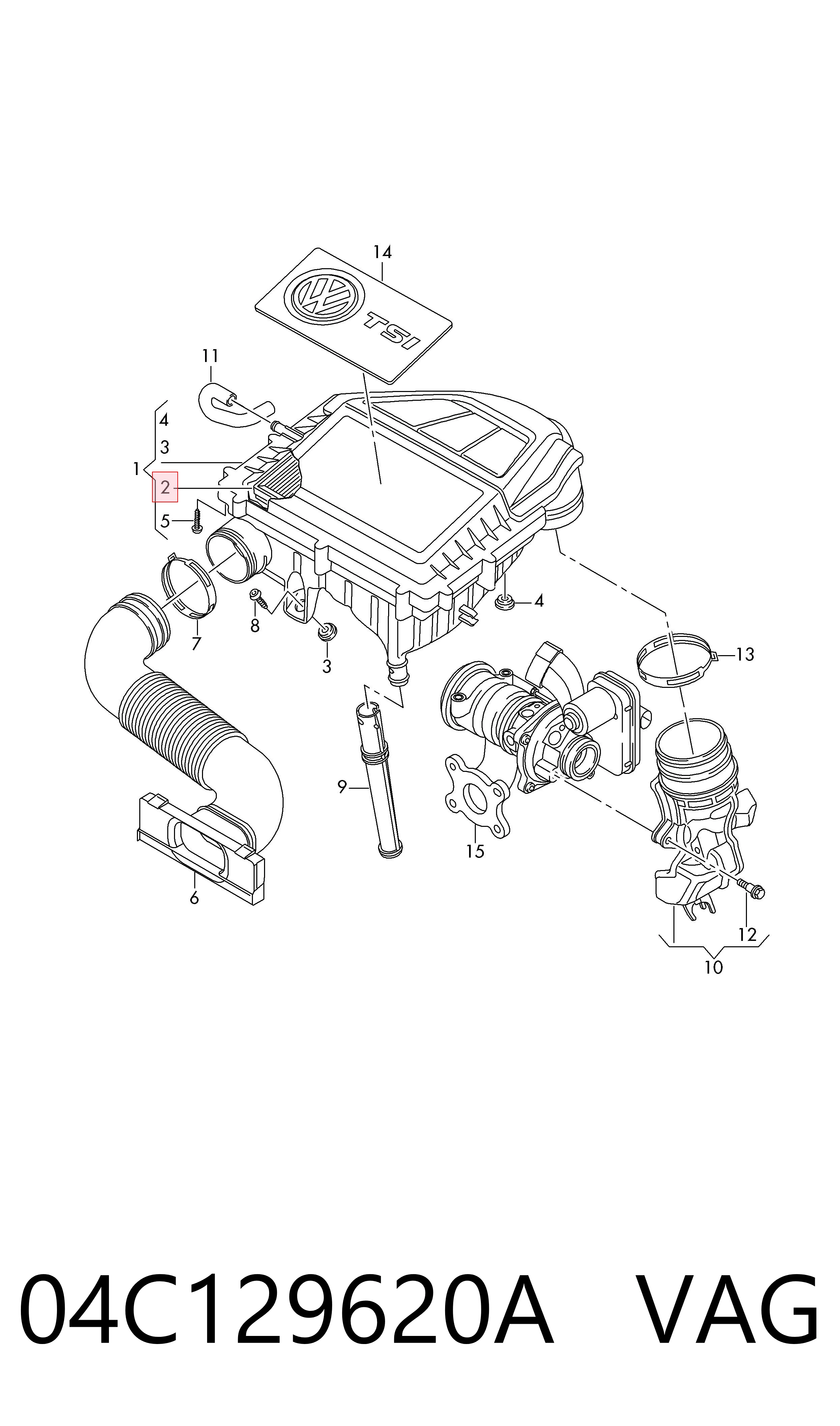 04C129620A VAG Filtro de aire de motor