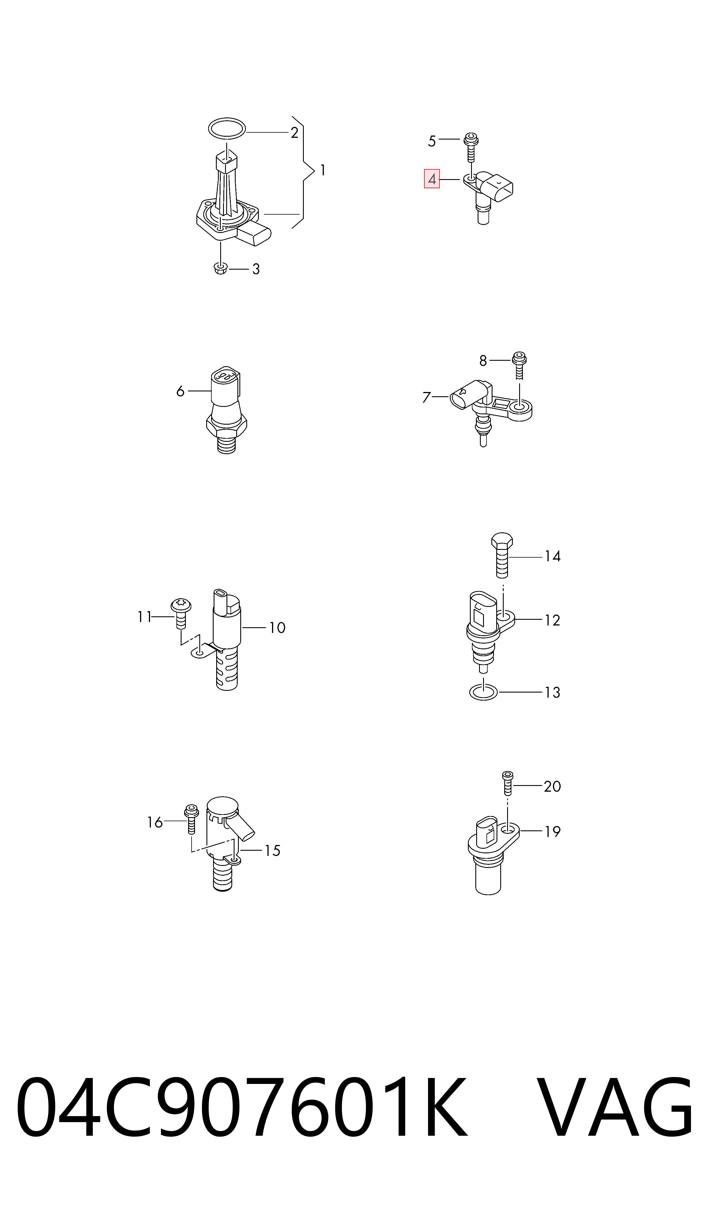 04C907601K VAG Sensor posición arbol de levas