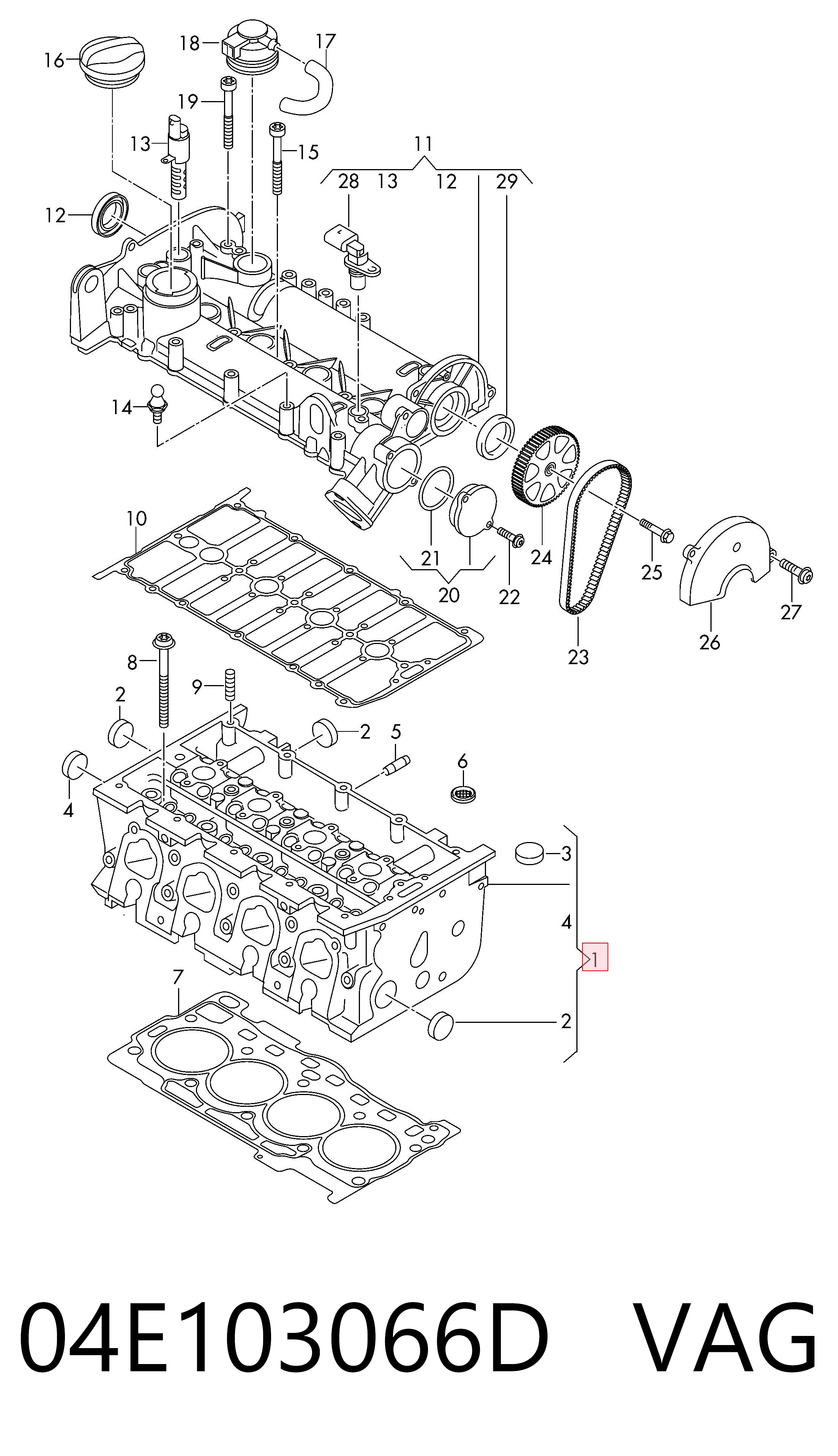04E103066D VAG Cabeza del motor