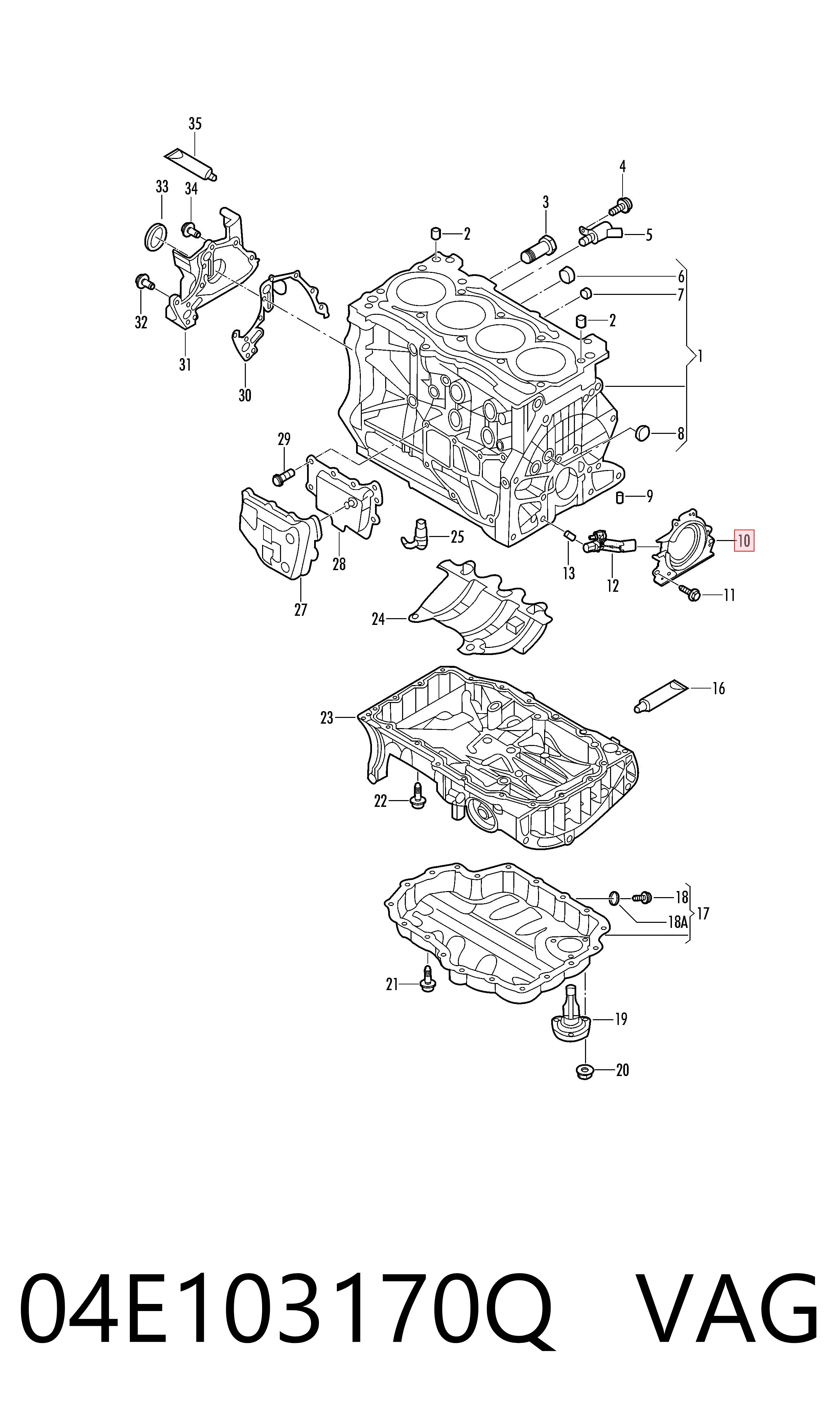 Comprar 04E103170Q VAG Retén de cigüeñal