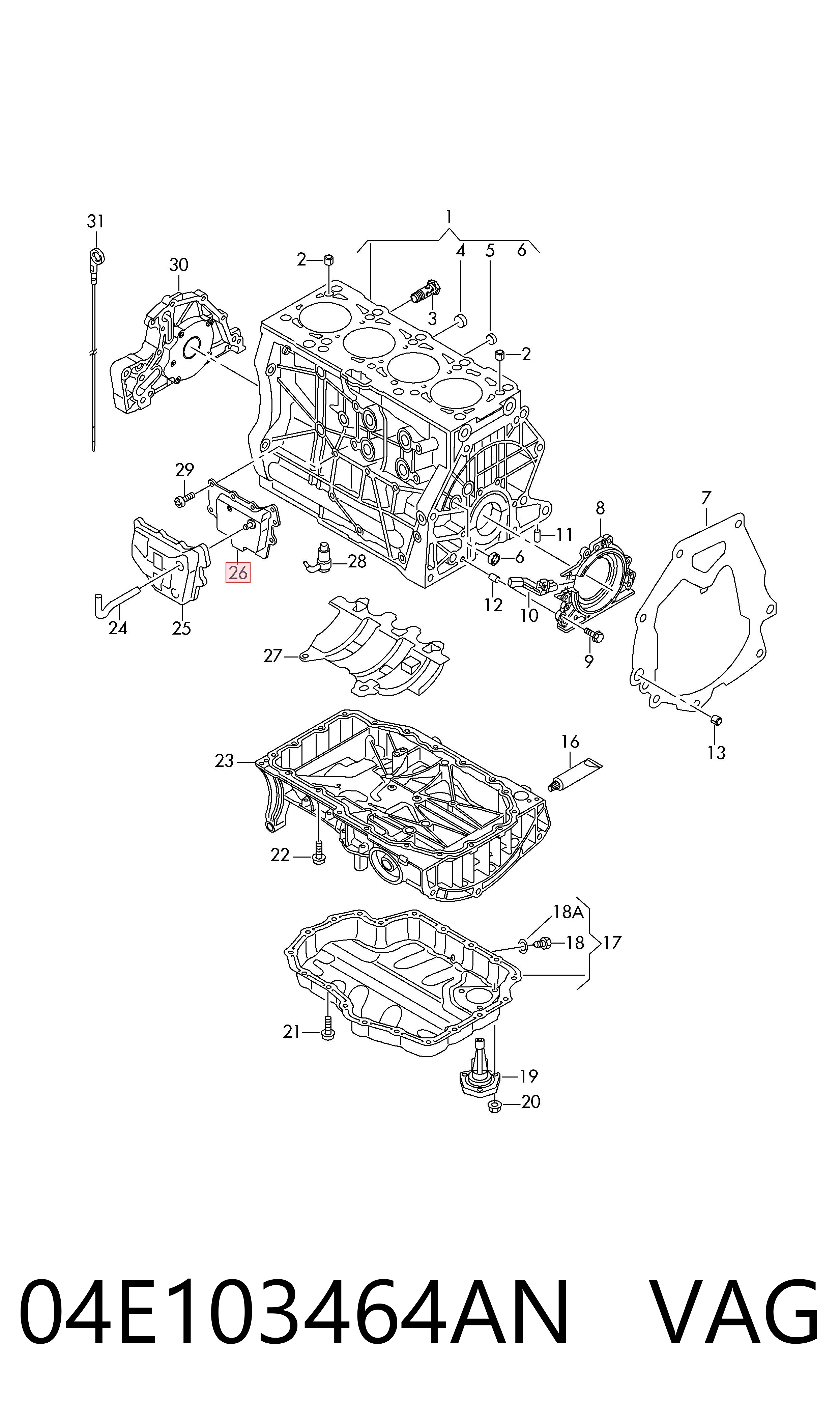 04E103464AN VAG Separador de aceite del sistema de ventilación del cárter