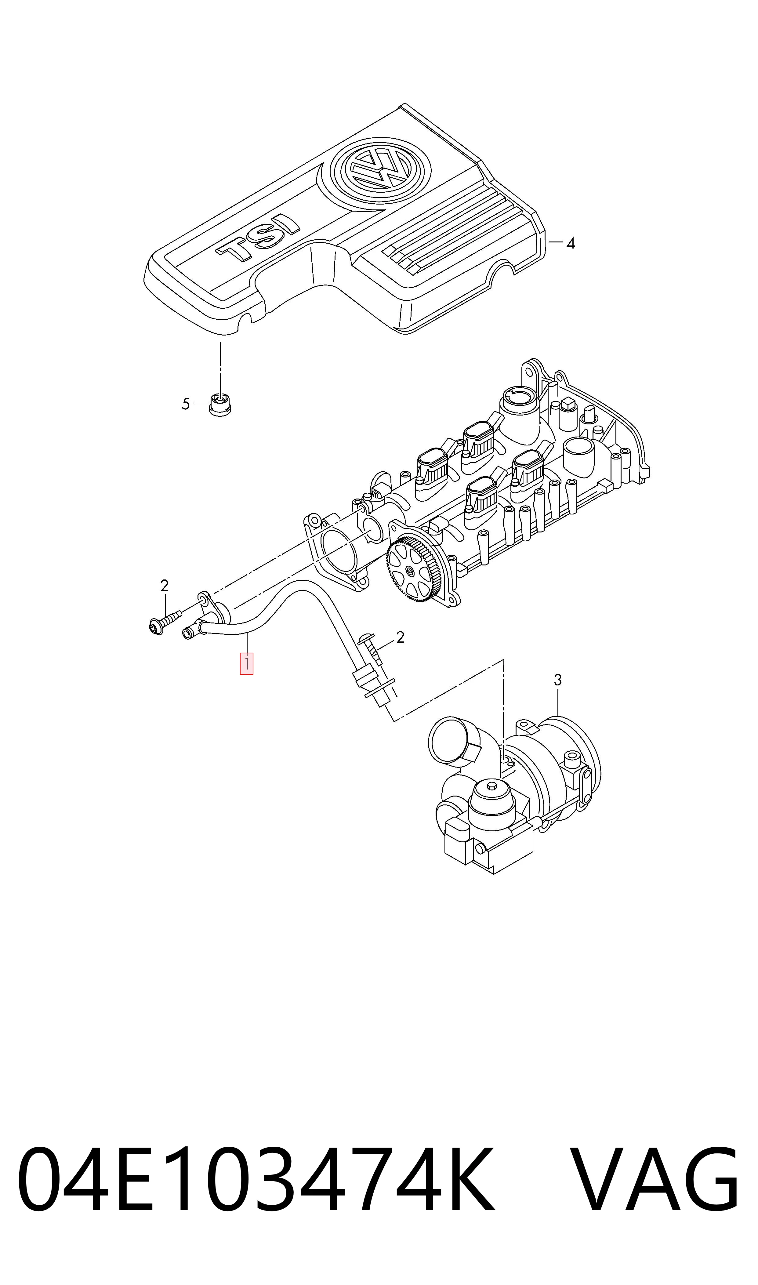 Tubo de ventilación del cárter 04E103474K VAG