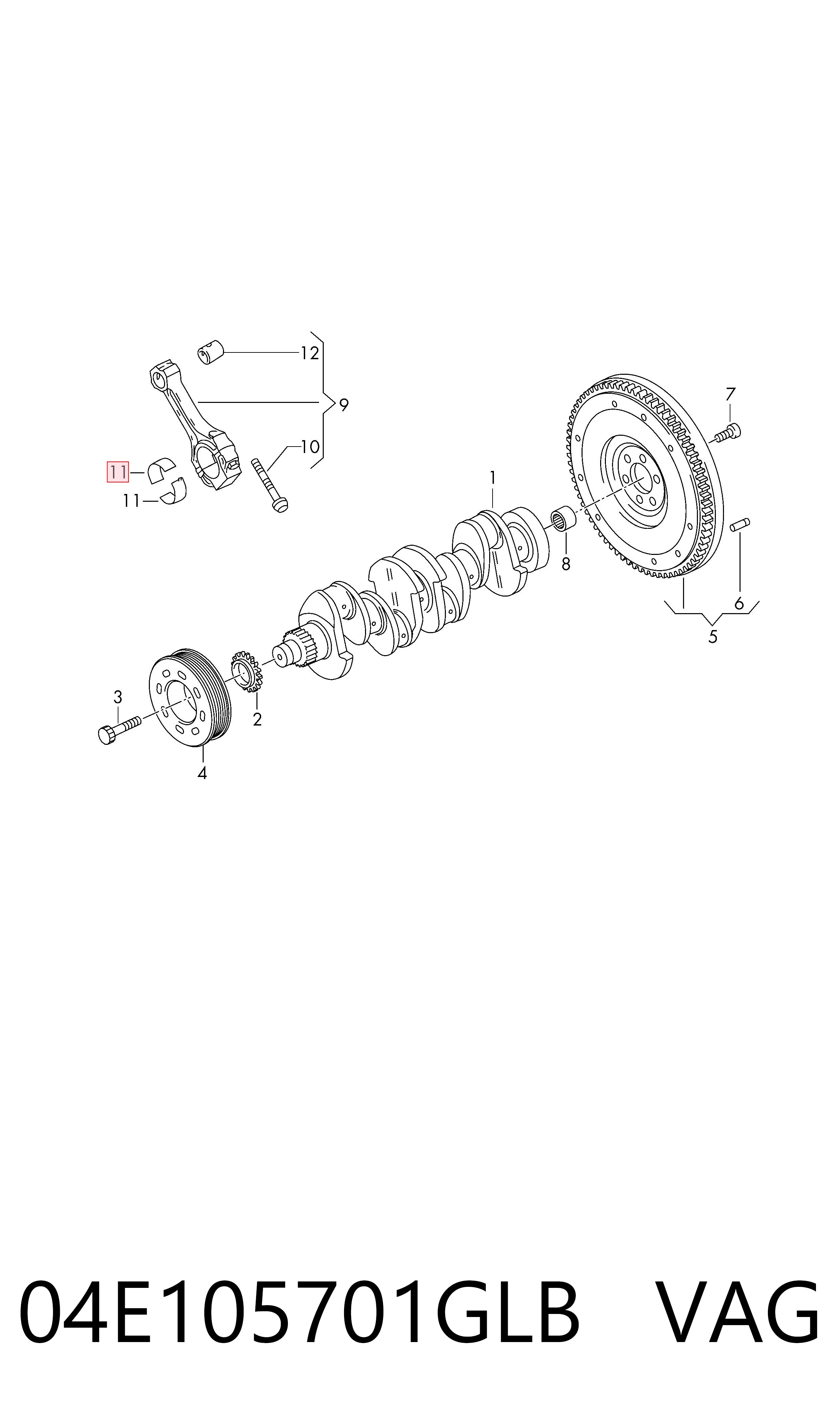 Comprar 04E105701GLB VAG Cojinetes de biela