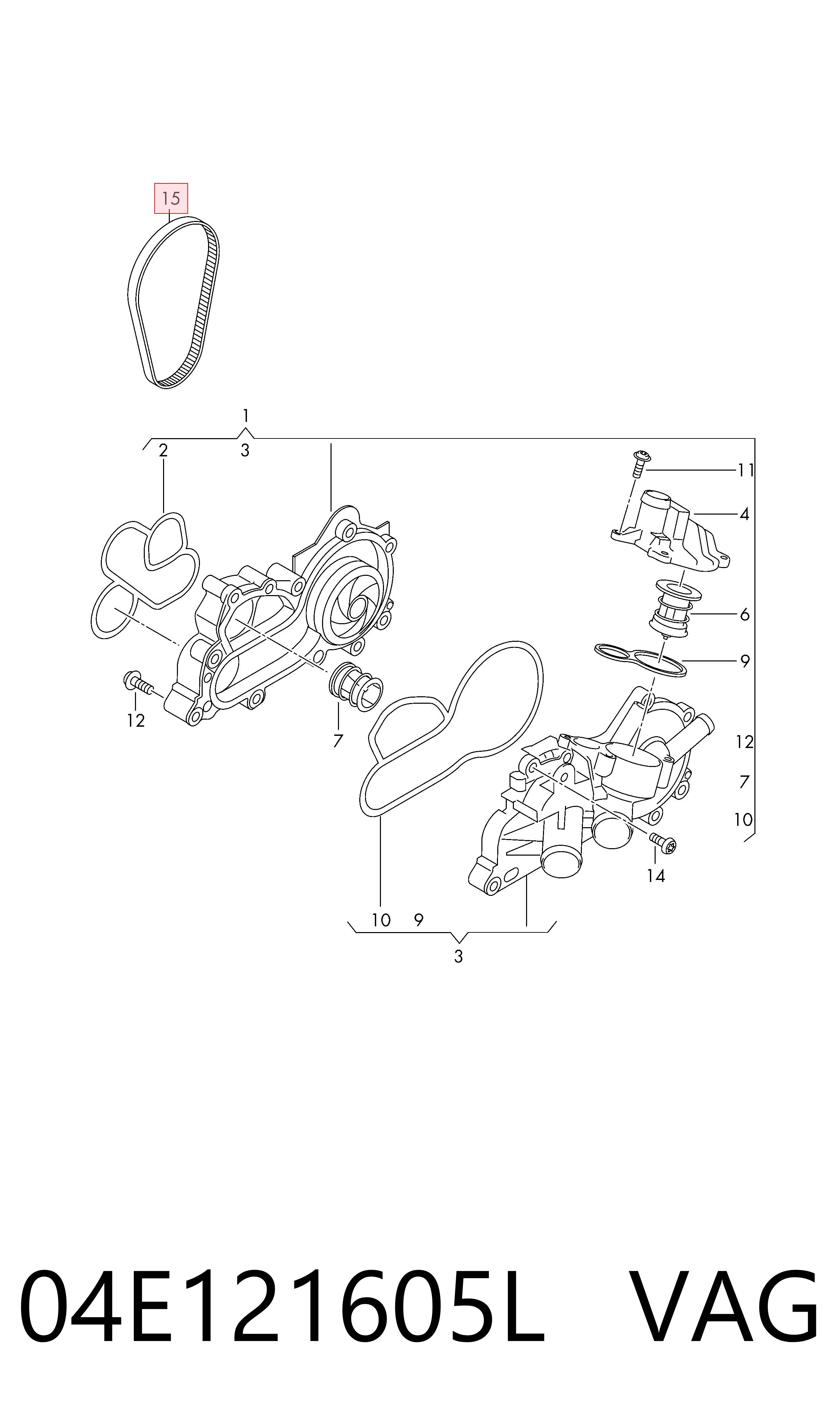 Correa de alternador 04E121605L VAG