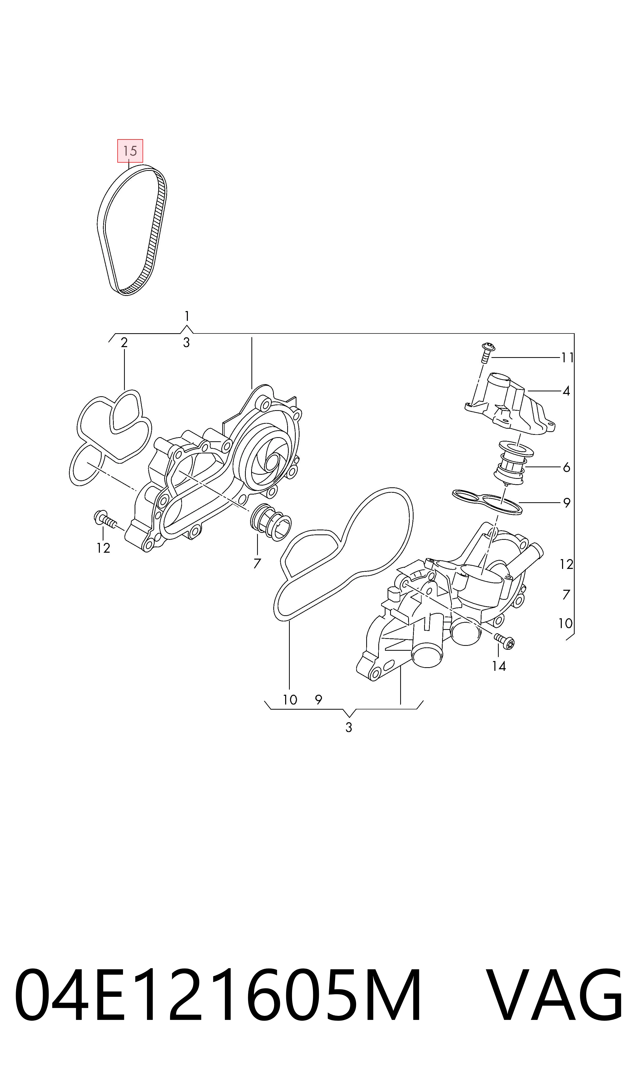 Correa accesorios VAG 04E121605M