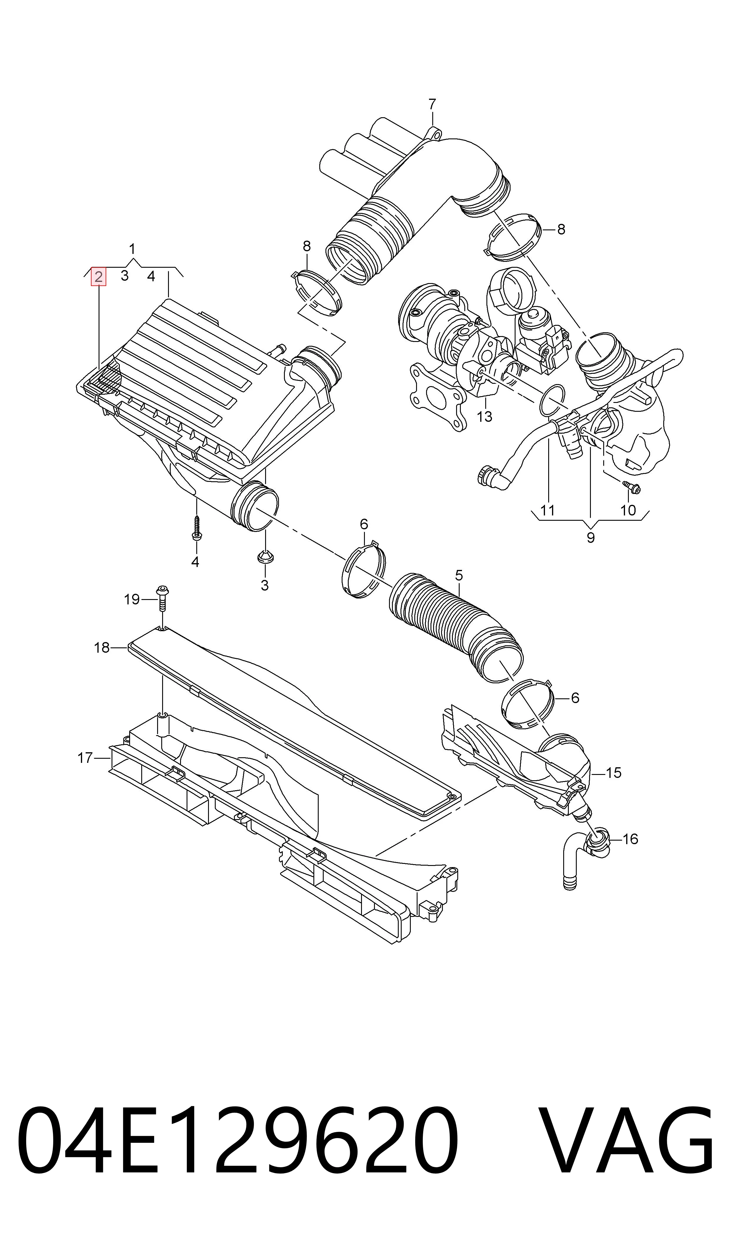 04E129620 VAG Filtro de aire de motor