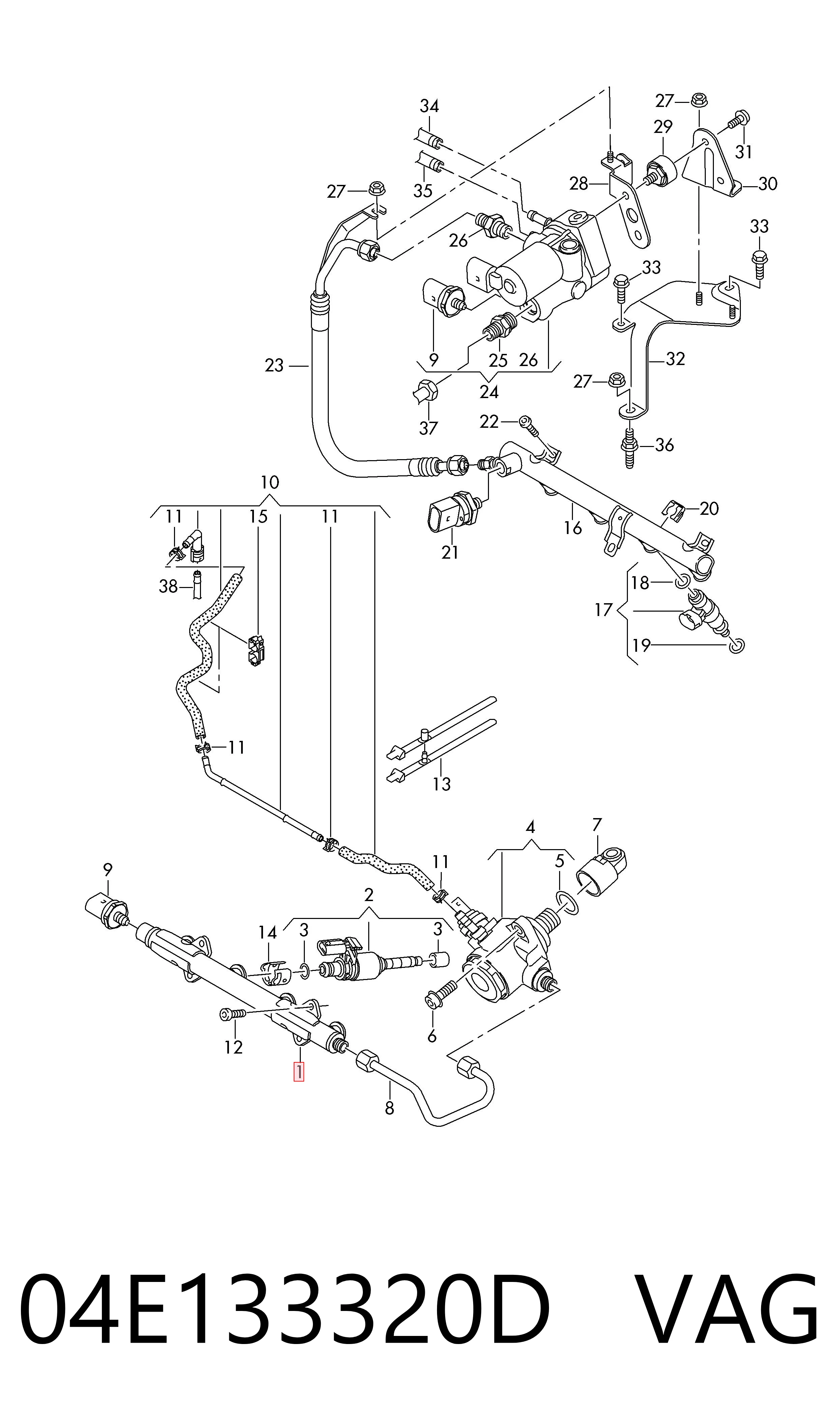 04E133320D VAG Rampa de combustible