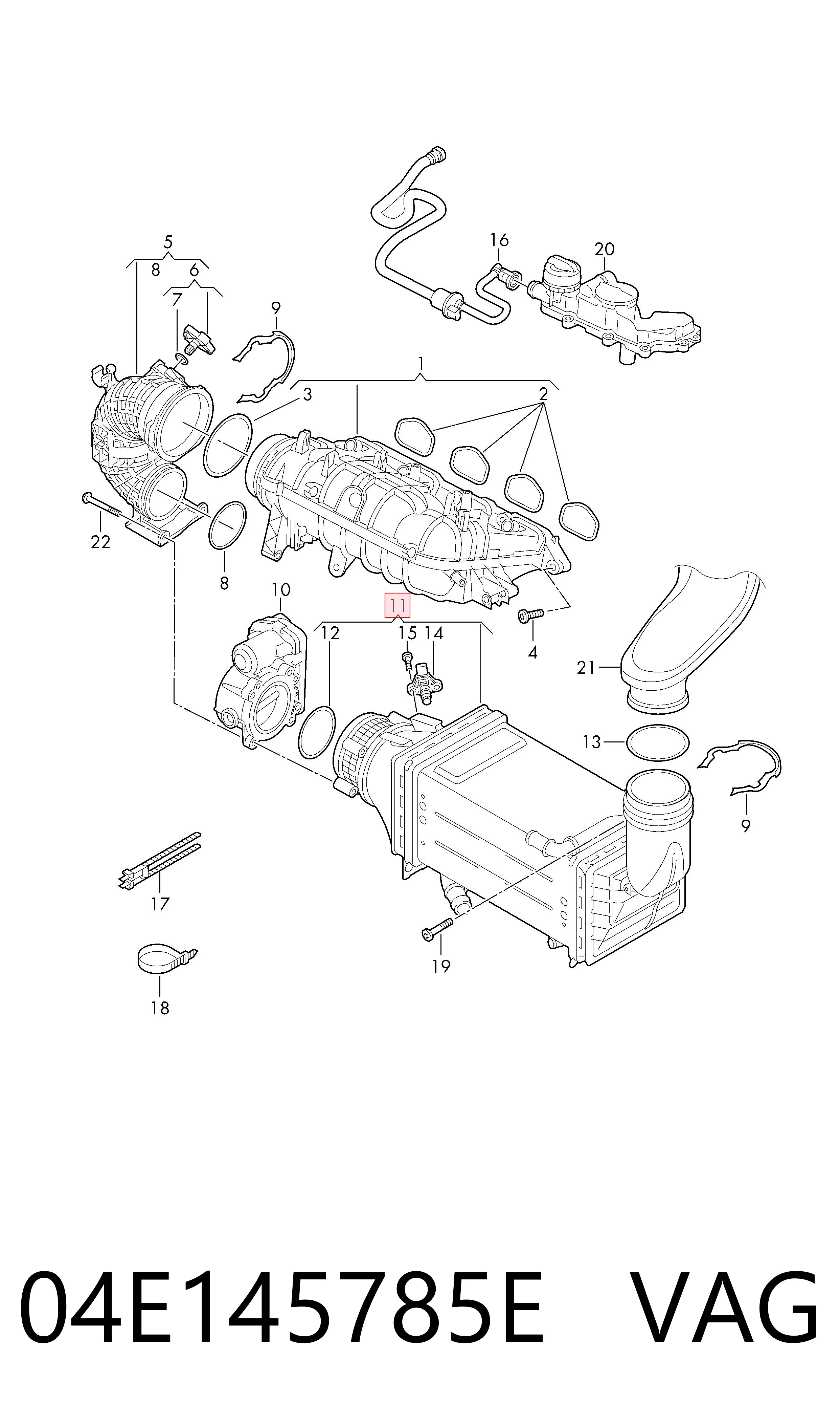 04E145785E VAG Radiador de intercooler