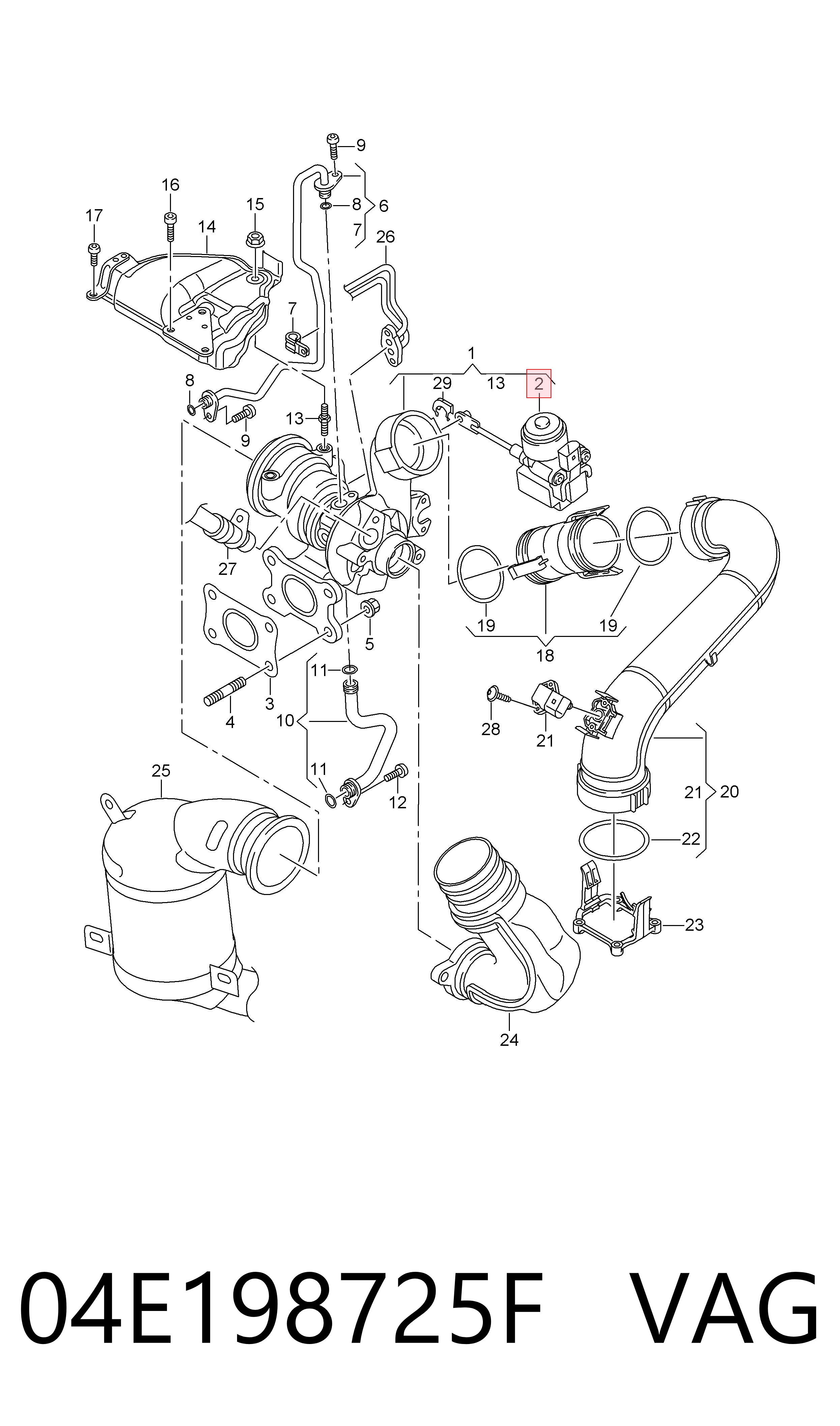 04E198725F VAG Kit de reparación del compresor de sobrealimentación del motor