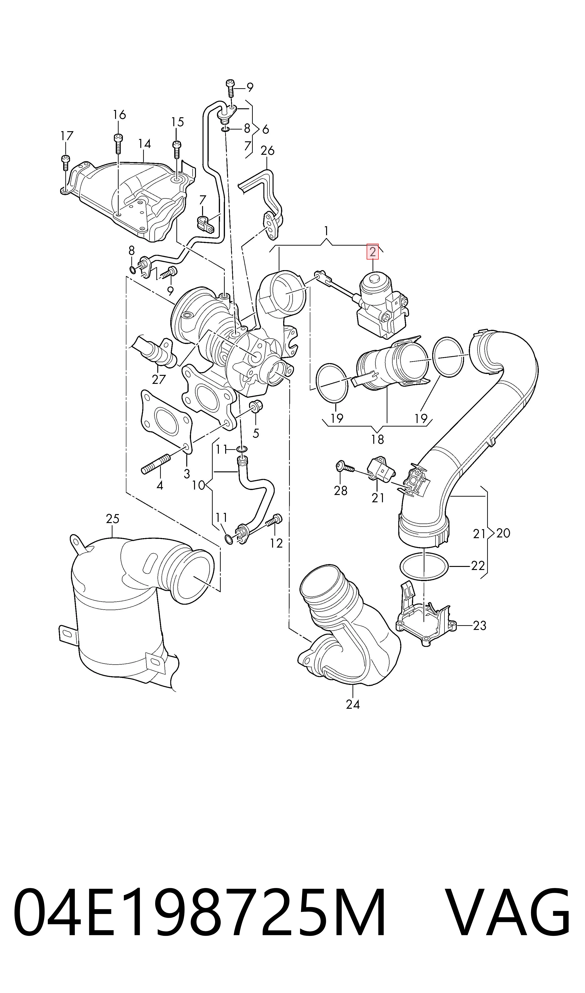 Actuador del turbo 04E198725M VAG