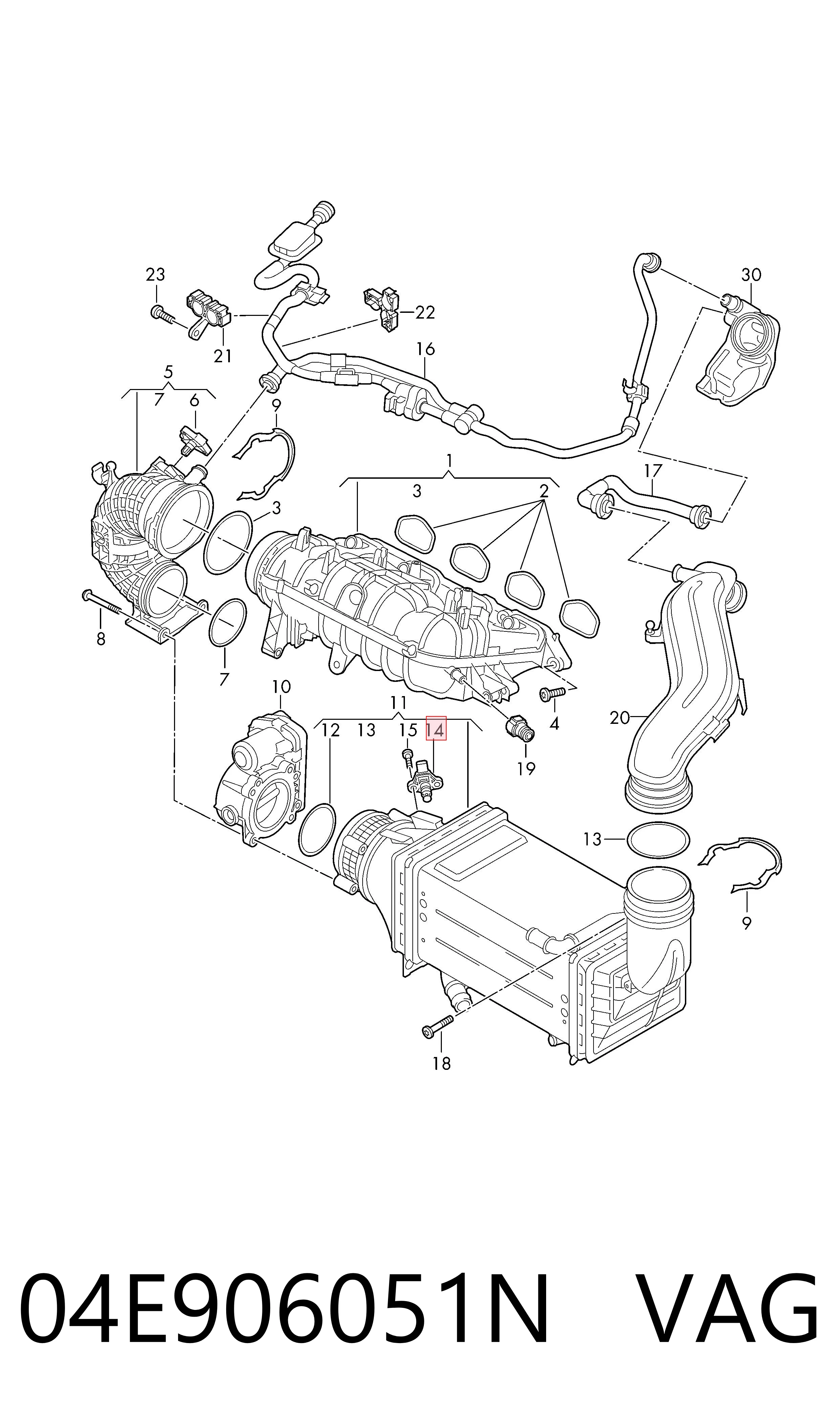 04E906051N VAG Sensor, presión colector de admisión 