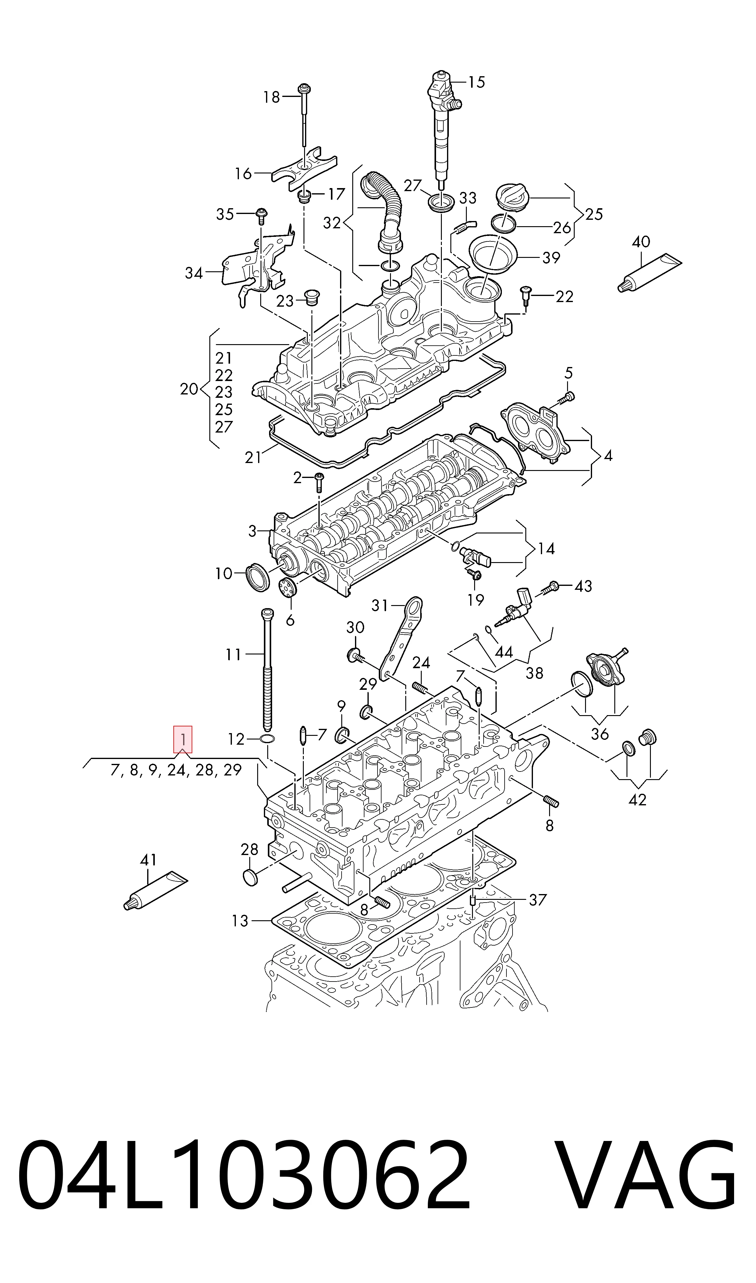 04L103062 VAG Cabeza del motor