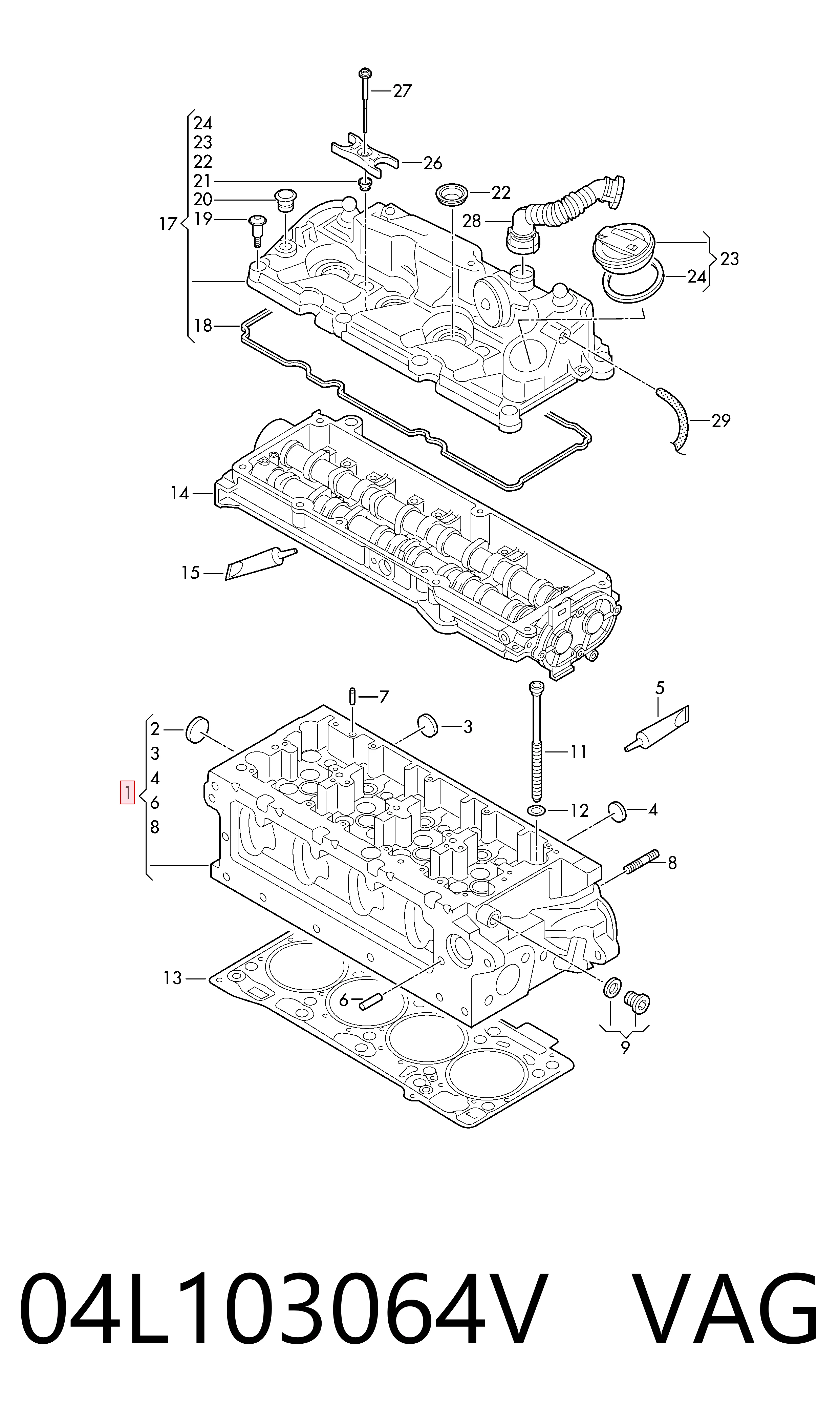Cabeza del motor Volkswagen Passat  (2014-2026)
