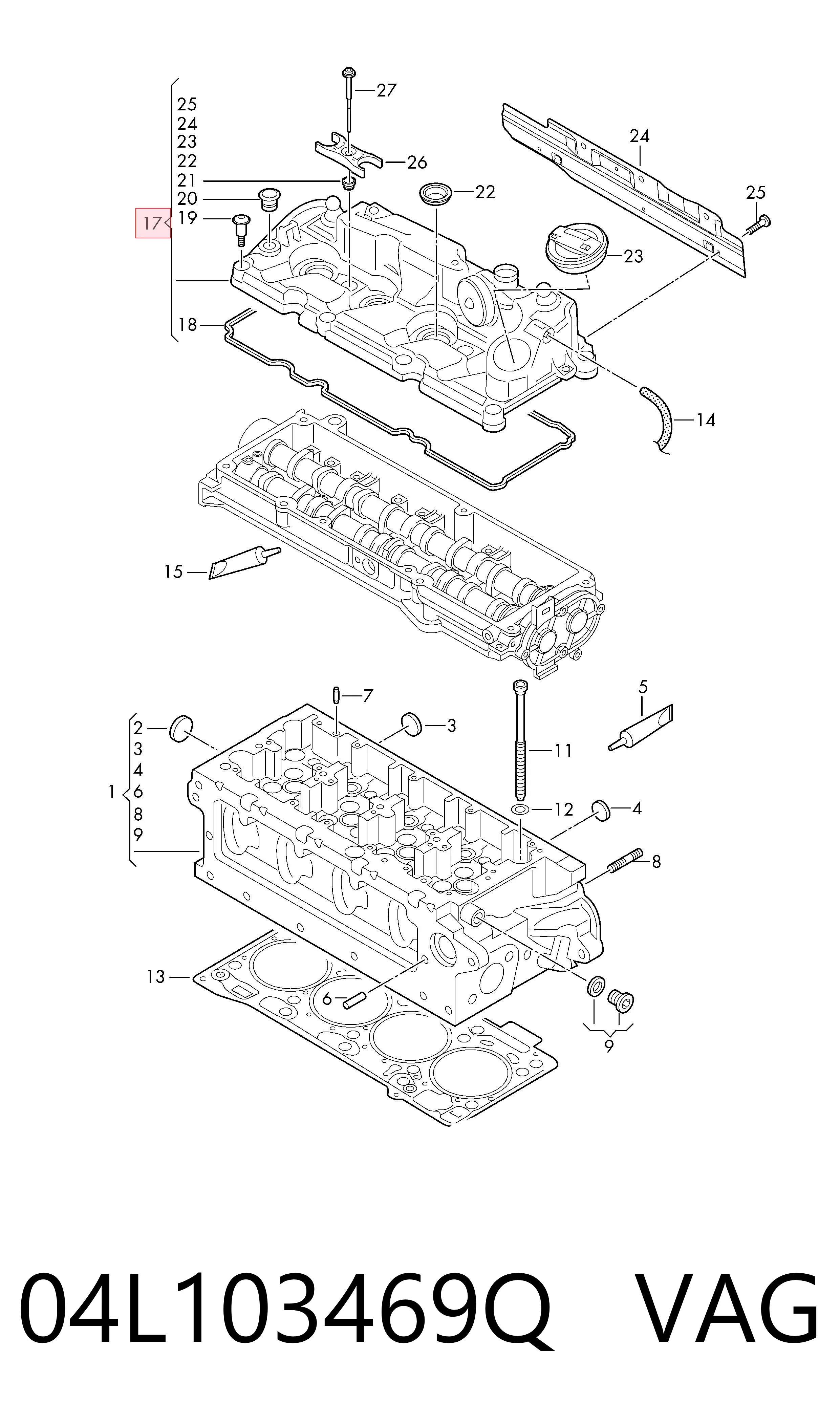 Tapa de valvula para Volkswagen Polo VI (AW1, BZ1, AE1)