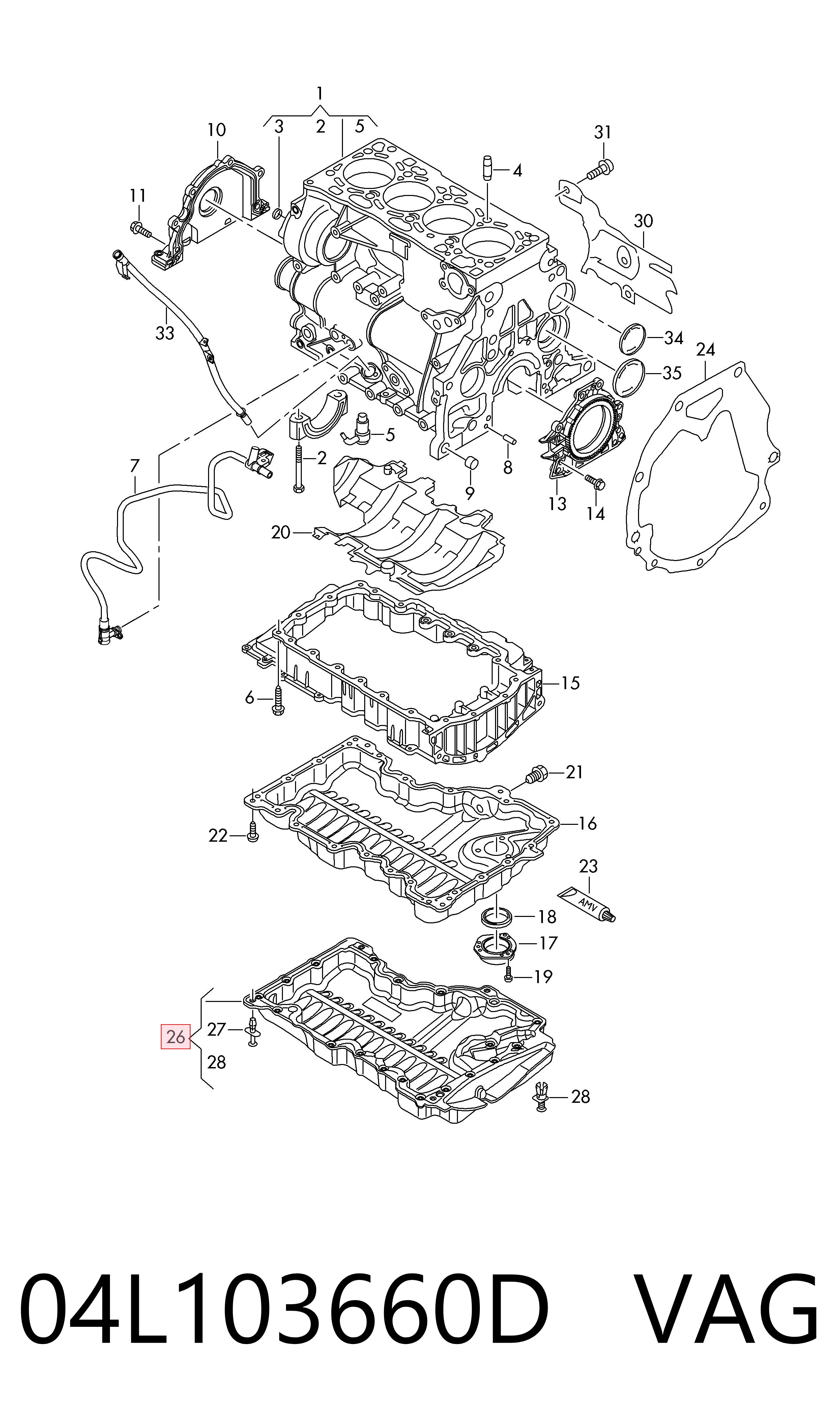 04L103660D VAG Tapa del cárter de aceite