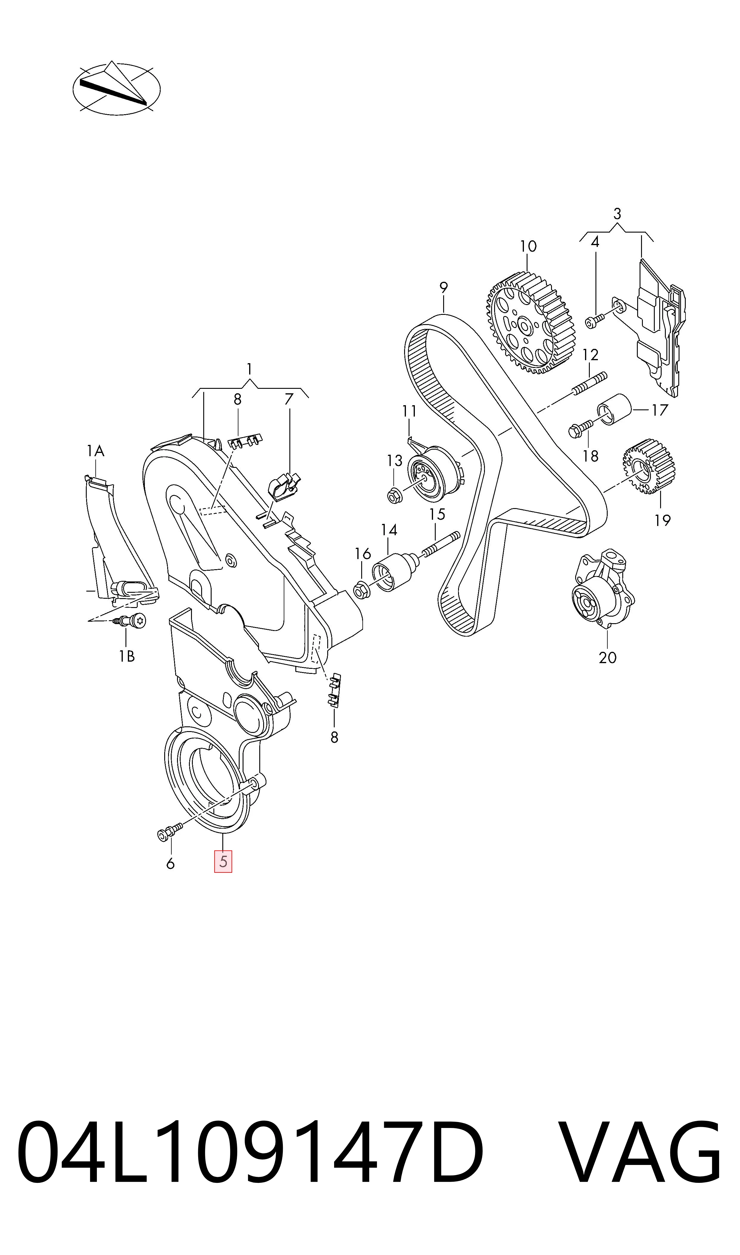 04L109147D VAG Cubierta superior de la correa de distribución