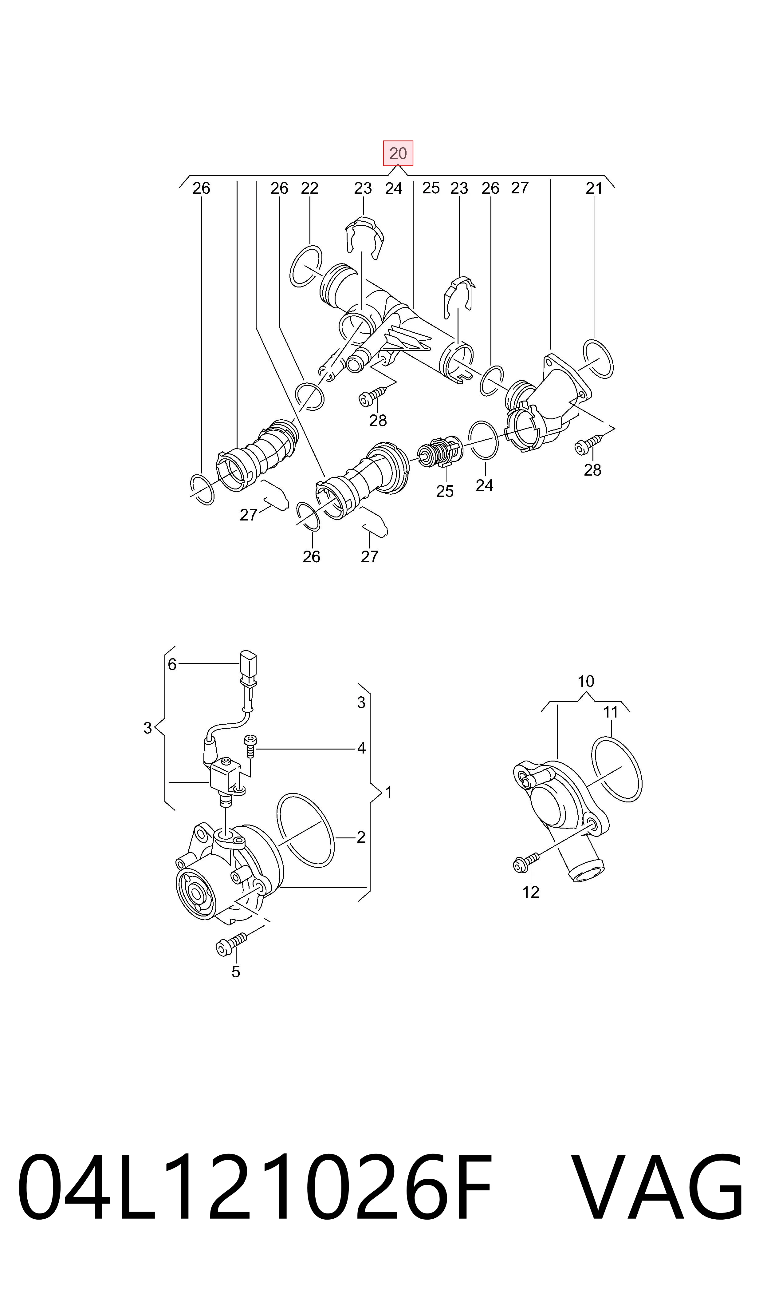 04L121026F VAG Caja del termostato