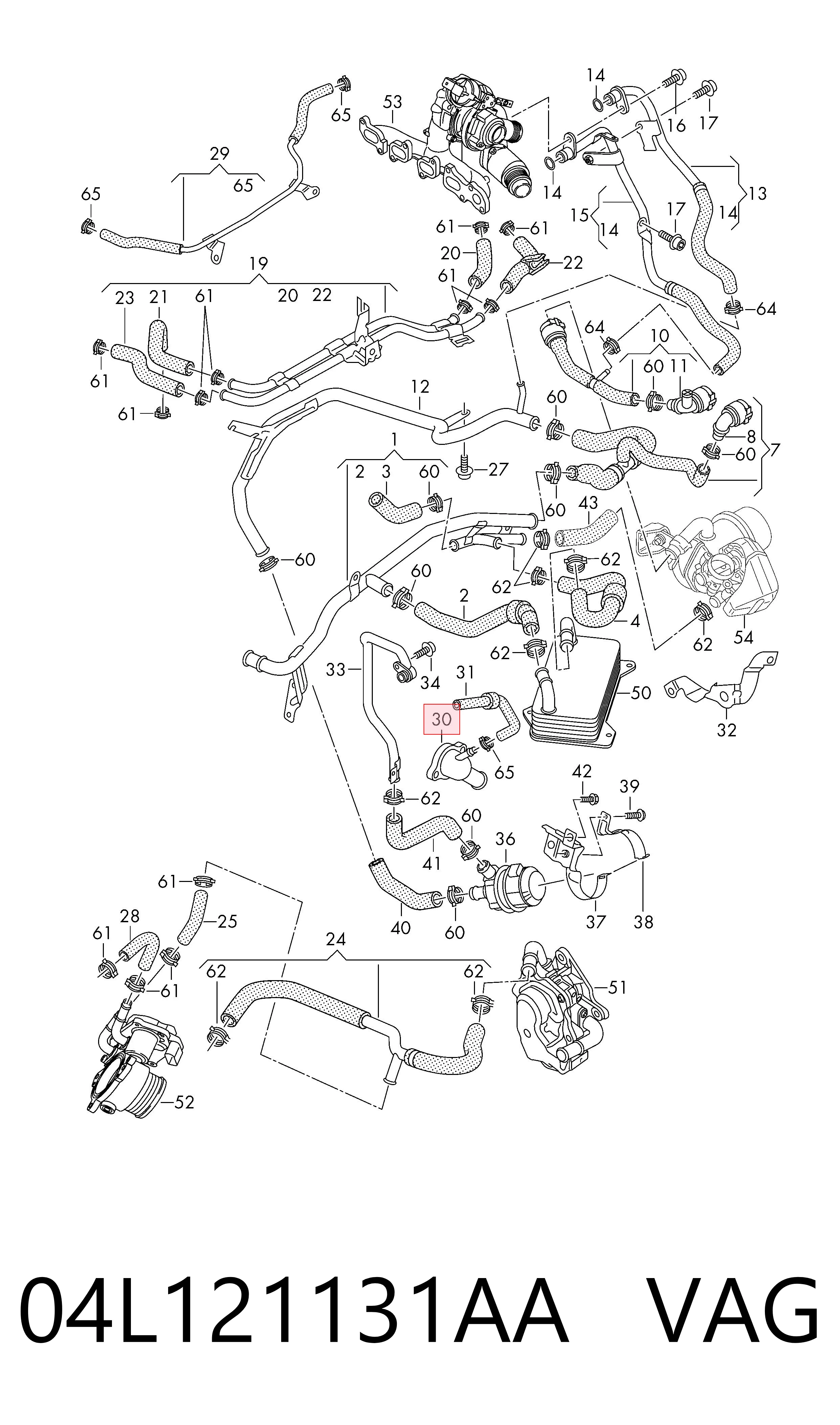 04L121131AA VAG Brida del sistema de refrigeración (triple unión)