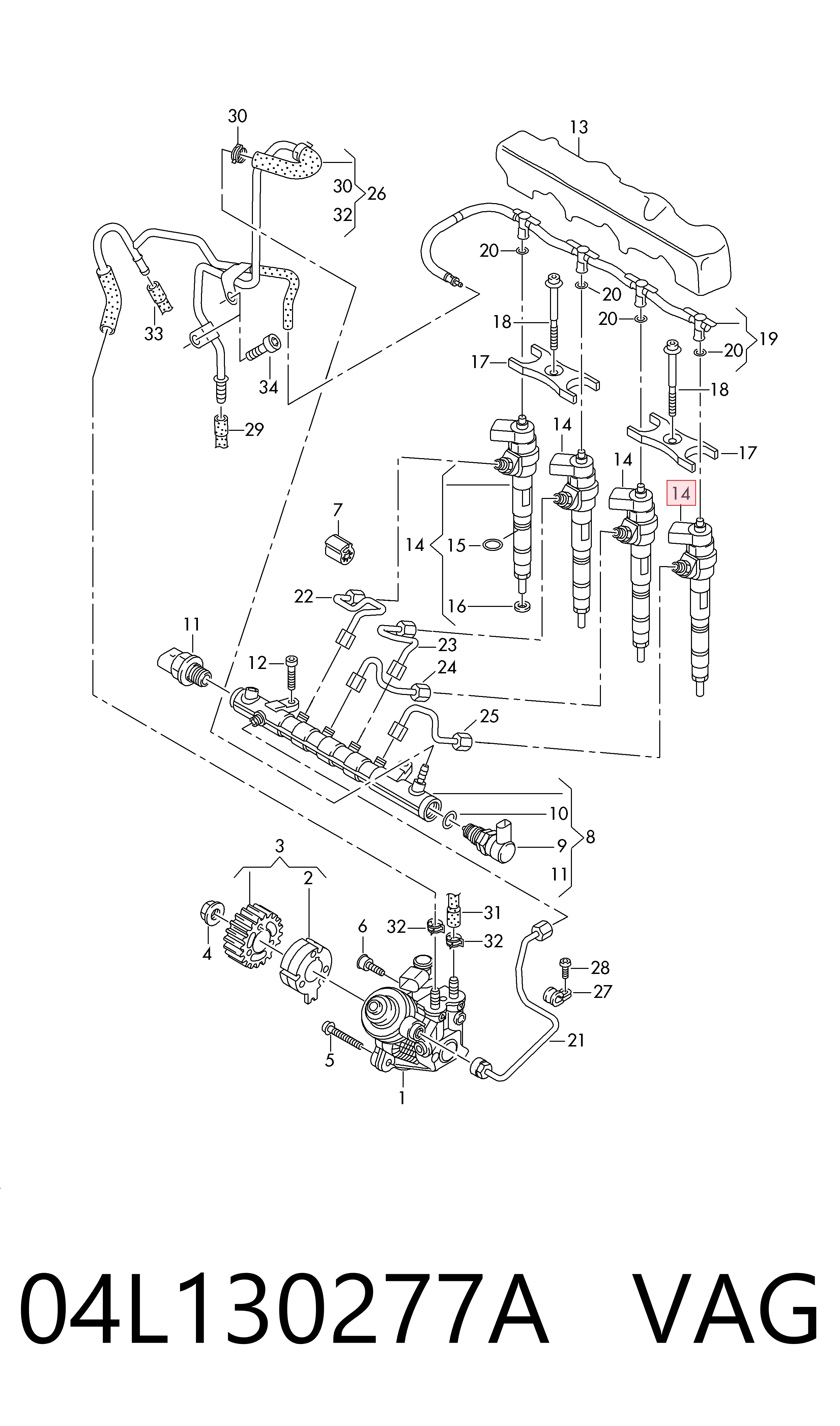 04L130277A VAG Inyector de combustible