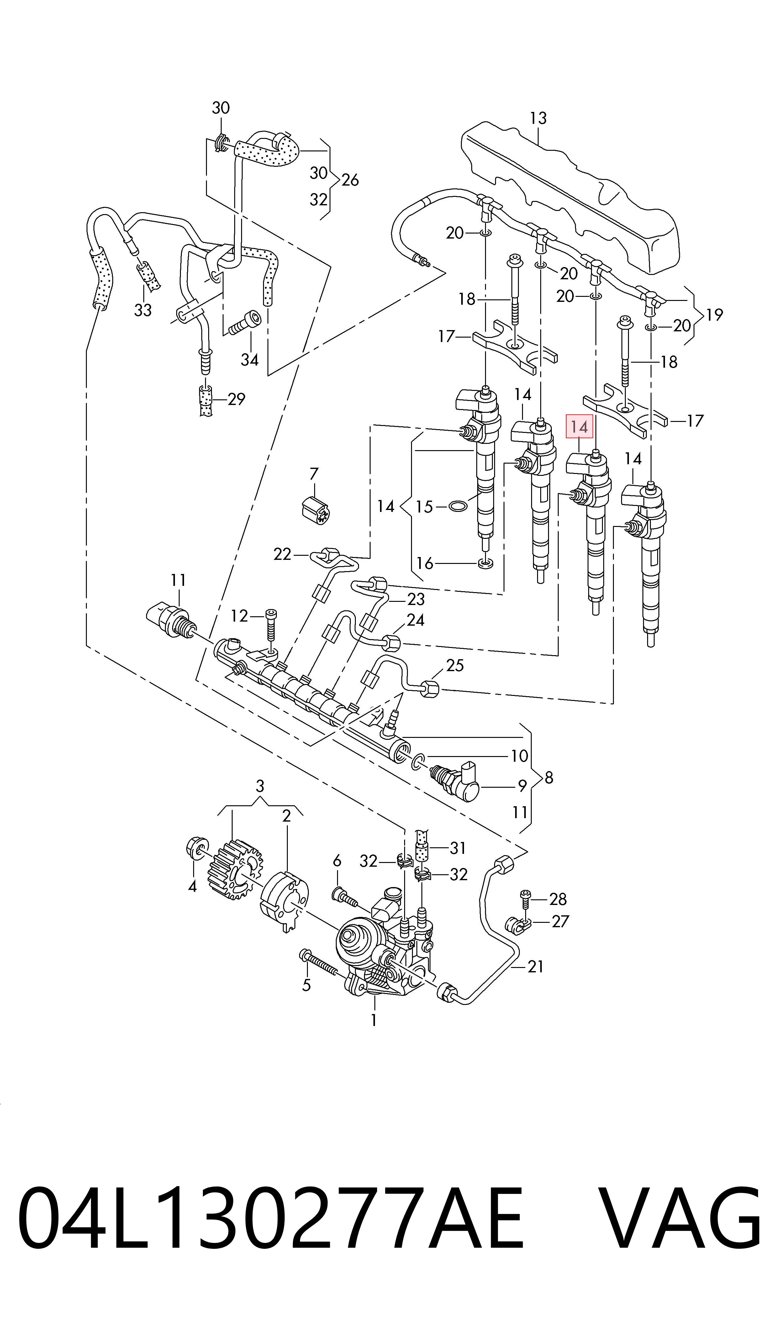 04L130277AE VAG Inyector de combustible