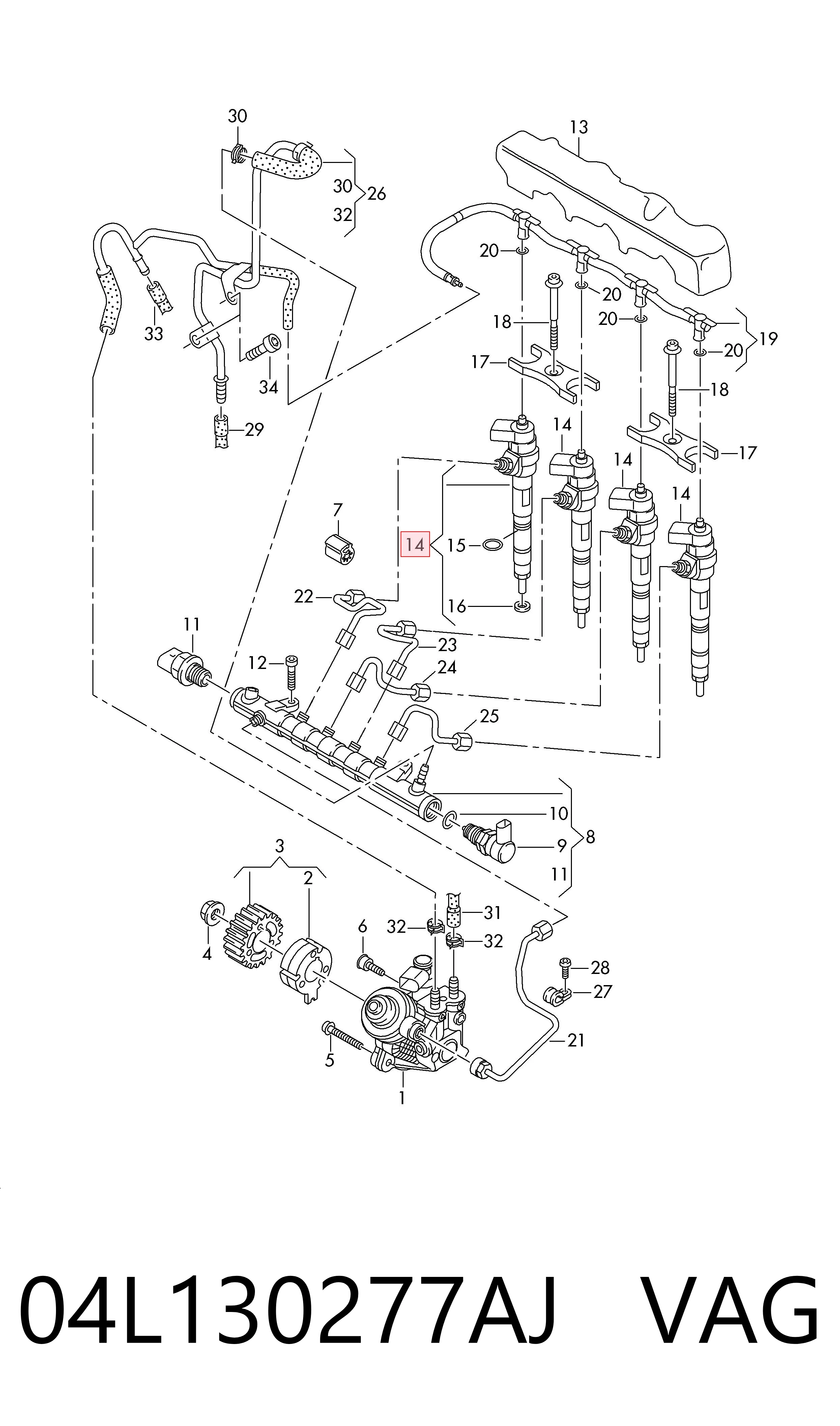 04L130277AJ VAG Inyector de combustible