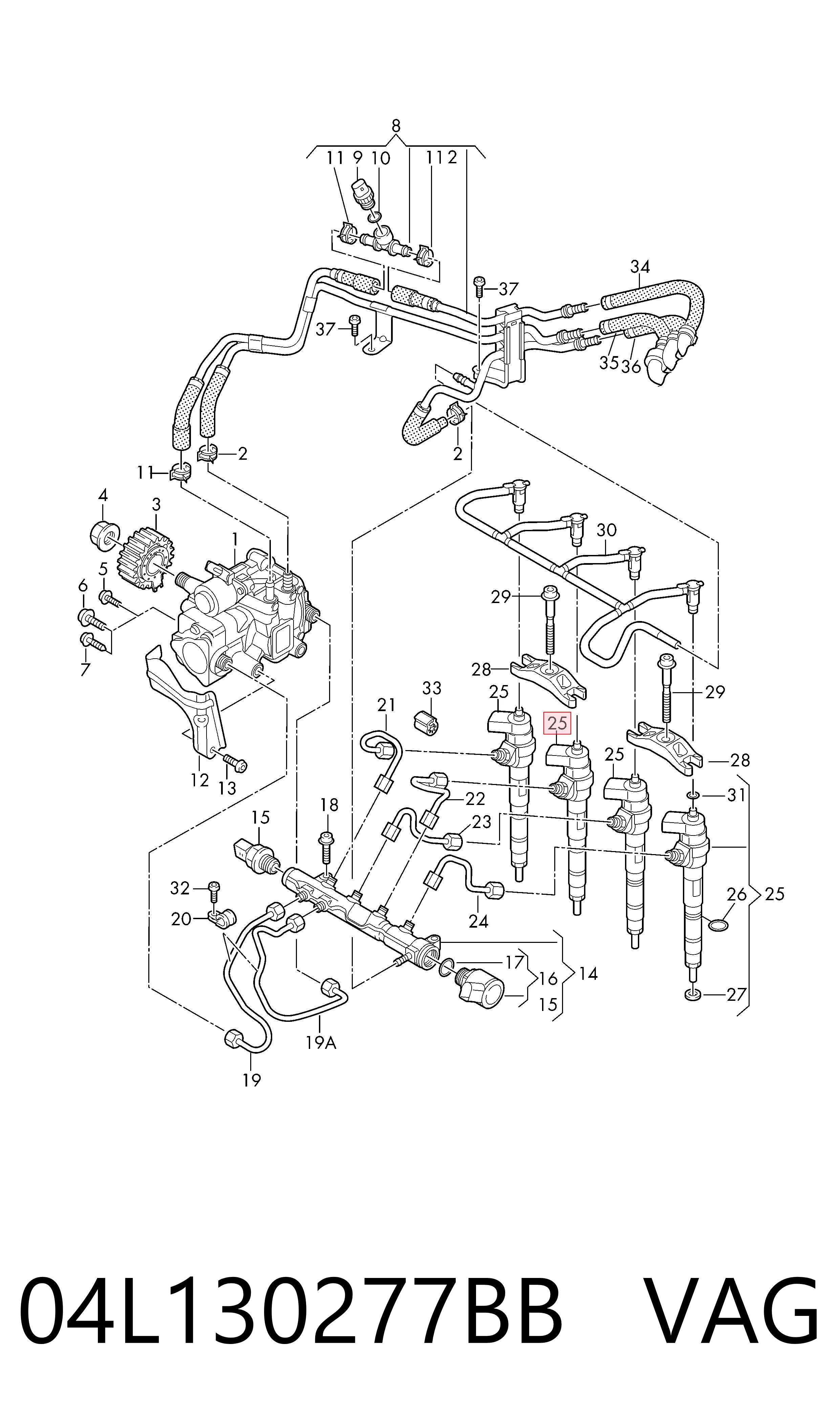04L130277BB VAG Inyector de combustible