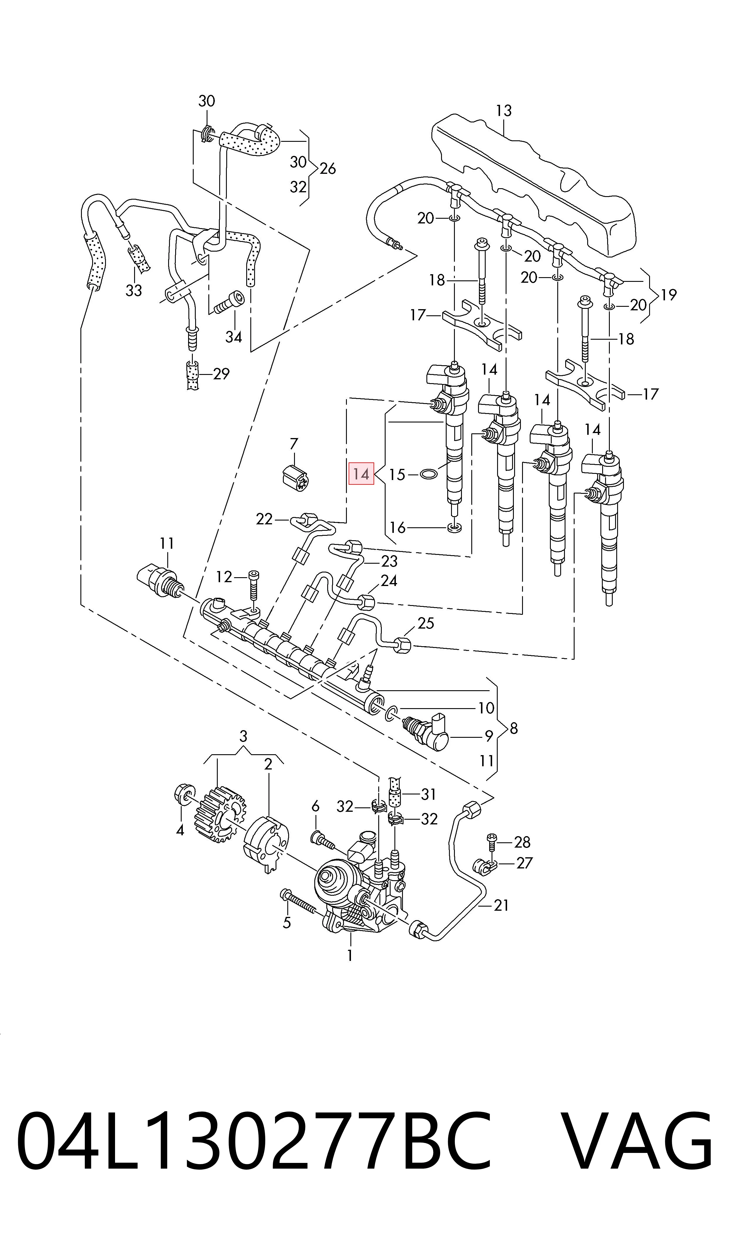 04L130277BC VAG Inyector de combustible