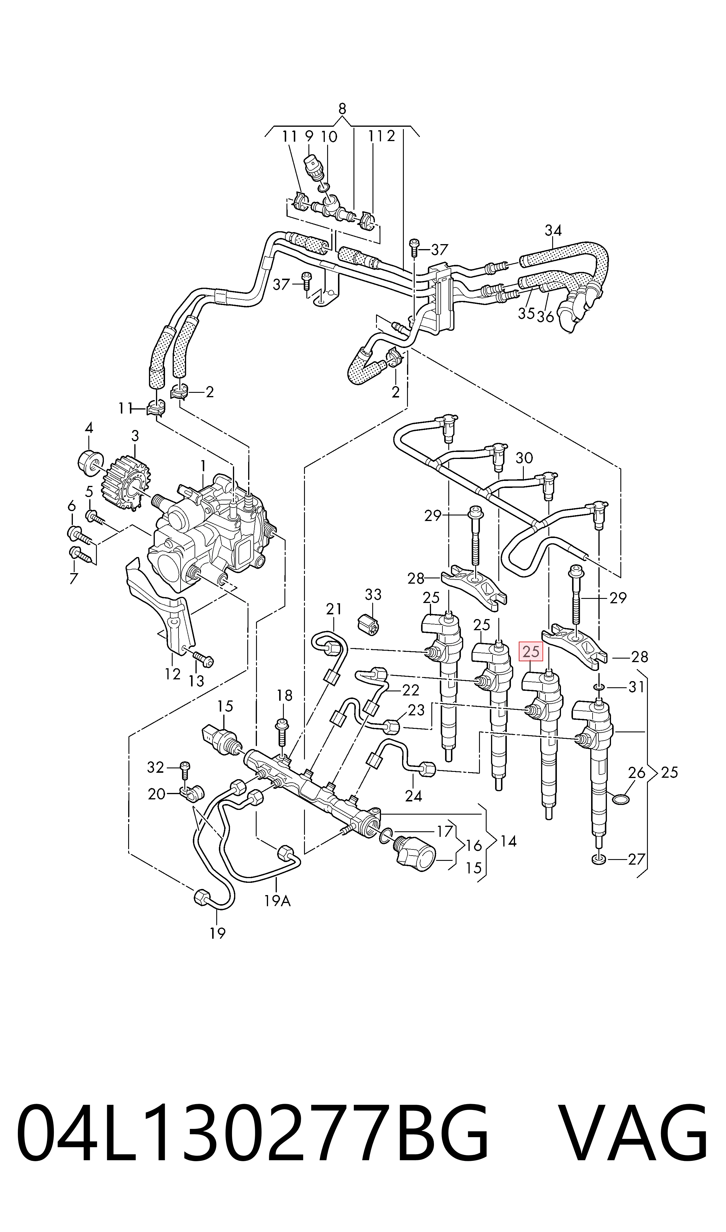 Inyector 04L130277BG VAG